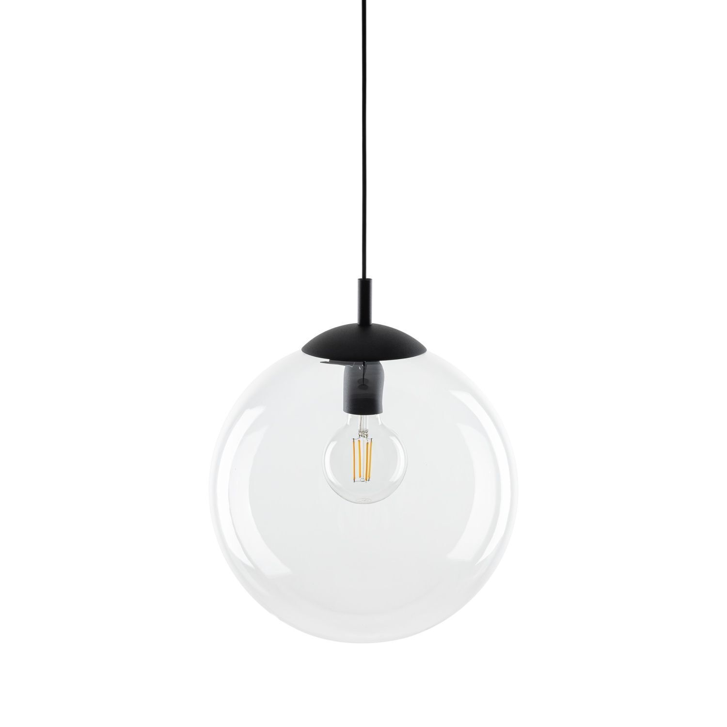Hängelampe Glas rund Ø 35 cm H: max. 175 cm E27 Kugel Schirm