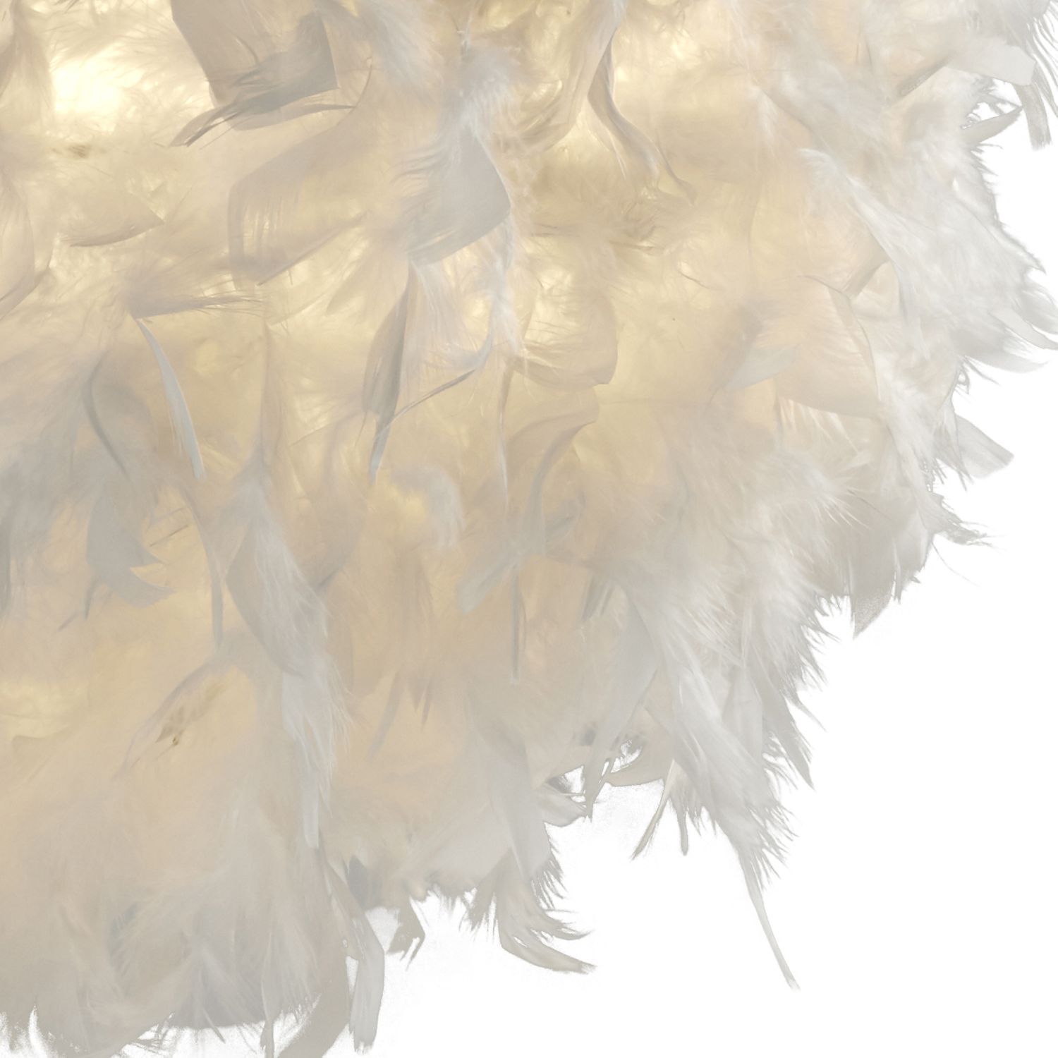 Auffällige Pendelleuchte Federn 50 cm rund E27 in Weiß Feder, Federkissen, Fluffy, Federdeko, Lambrequin