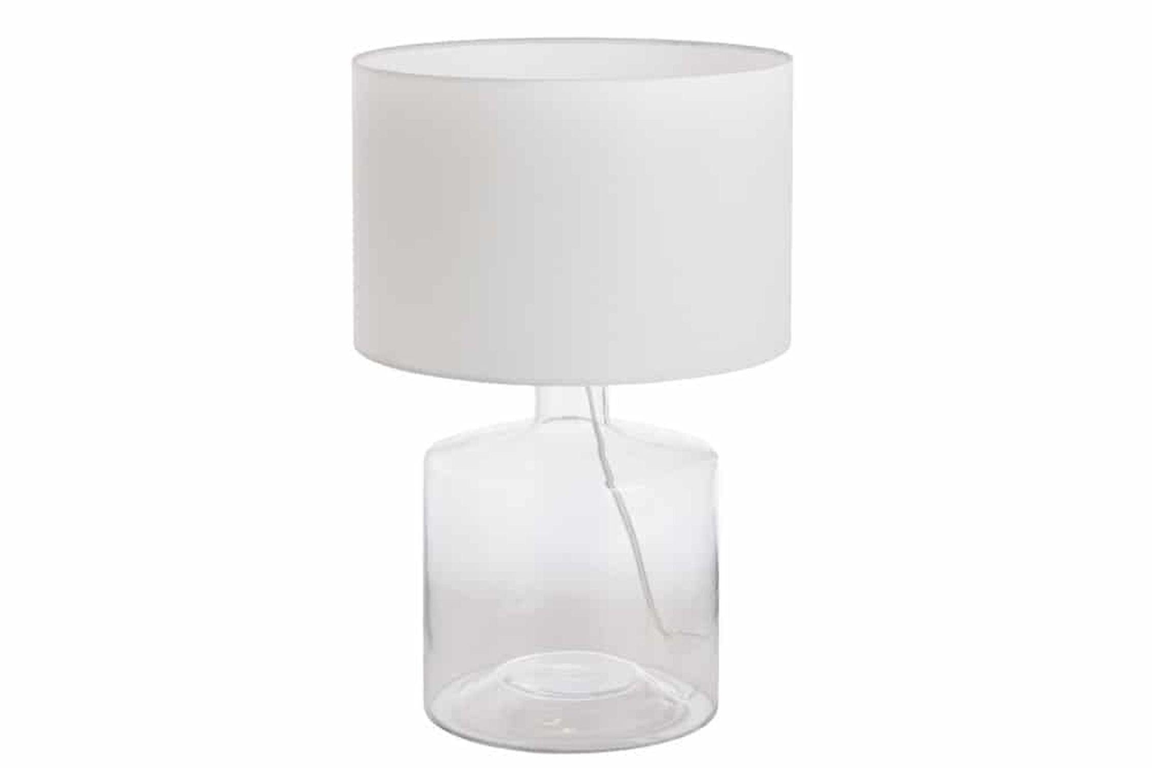 Elegante Tischleuchte AQUAMENTI Weiß Glas Stoff Lampe, Tischlampe