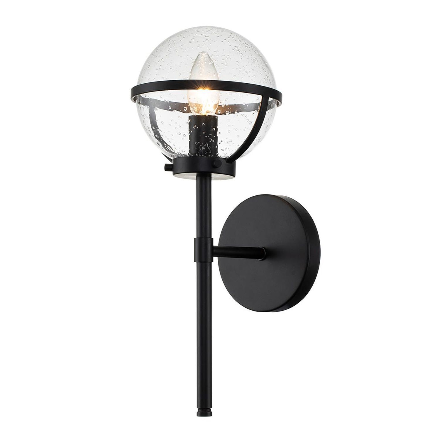 Badezimmerlampe Metall Glas IP44 40,3 cm hoch Schwarz