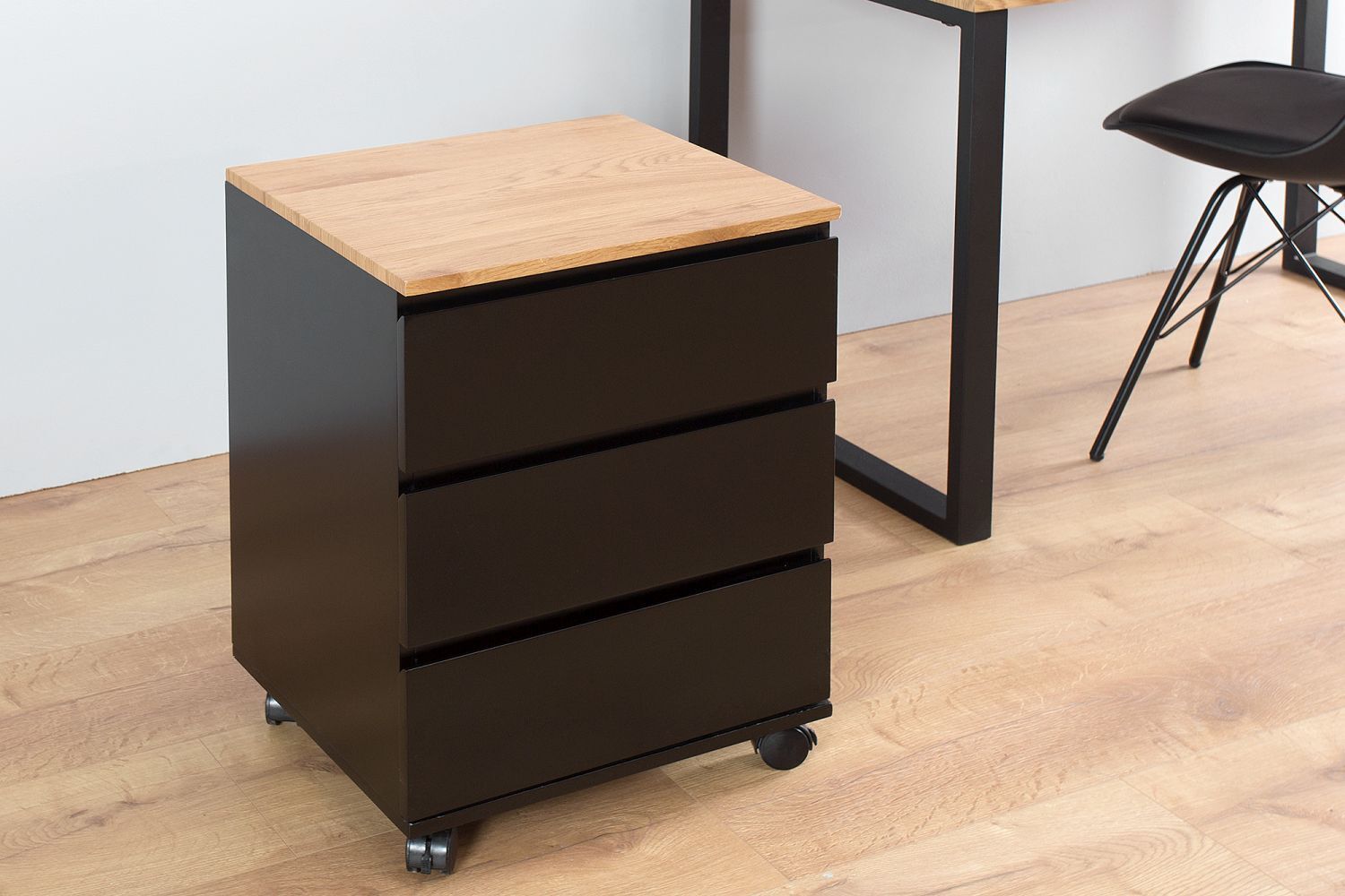 Schubladenwagen MDF 46x11 cm in Schwarz Matt Natur