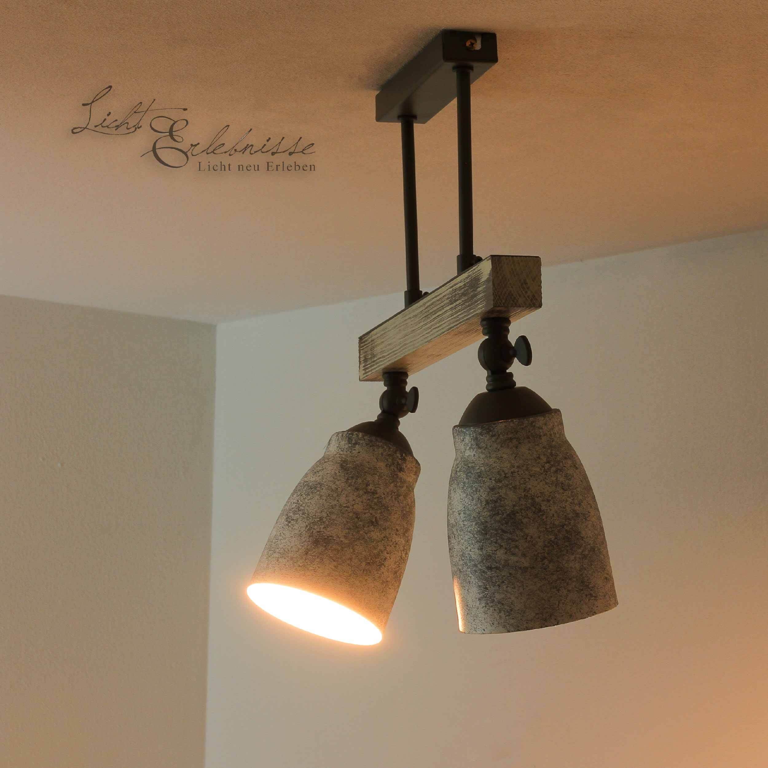 Vintage Deckenlampe drehbar Shabby Weiß Taupe AGAP