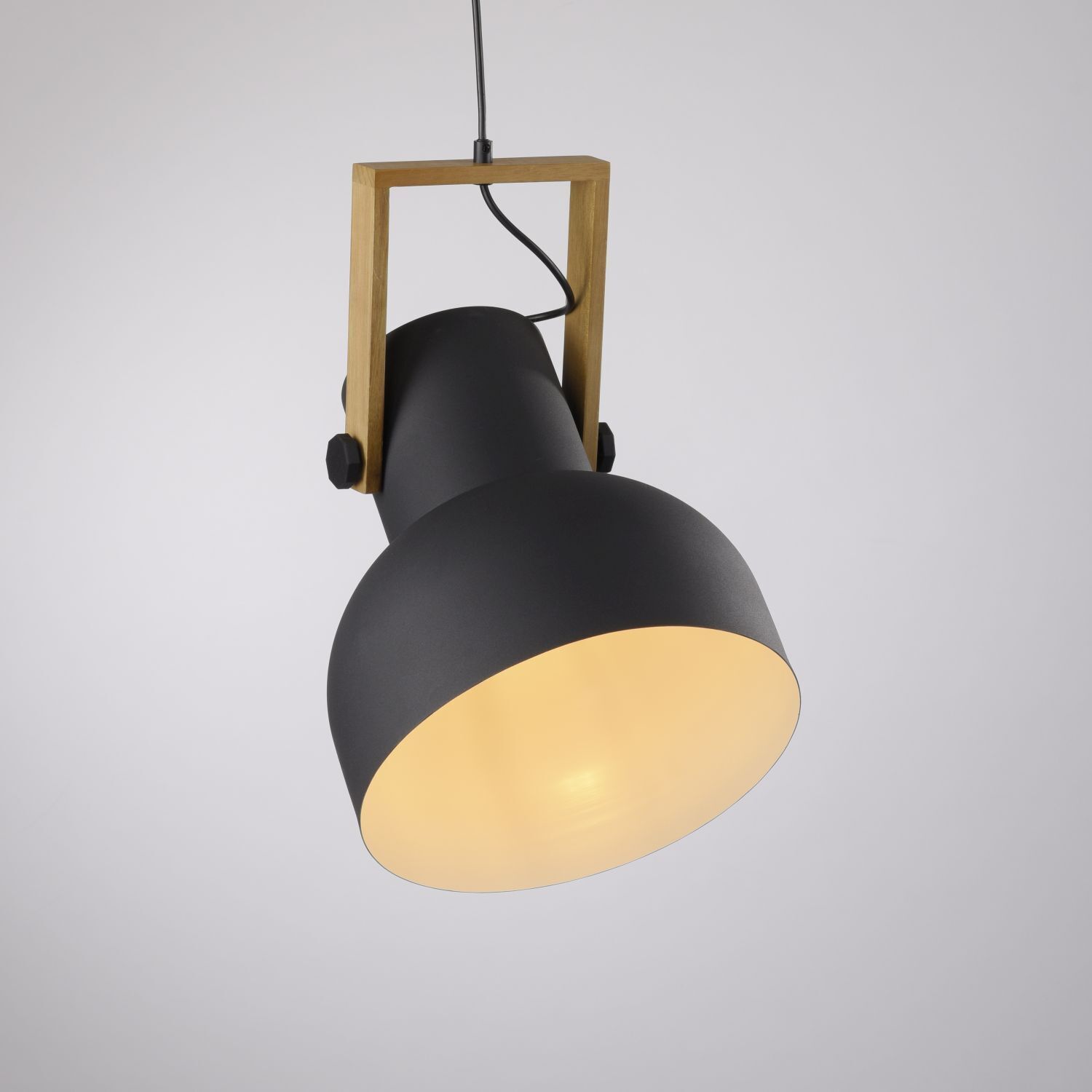 Bewegliche Hängeleuchte Schwarz Holz Metall E27 L:30 cm