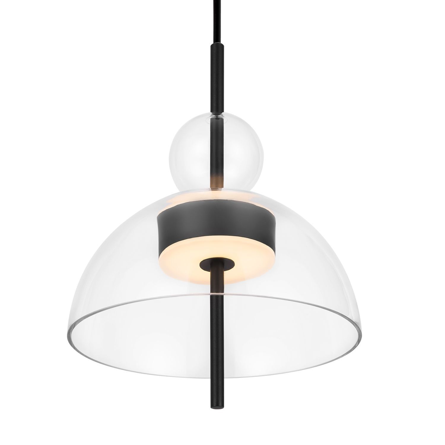 LED Pendelleuchte Metall Glas H: max. 348 cm Schwarz