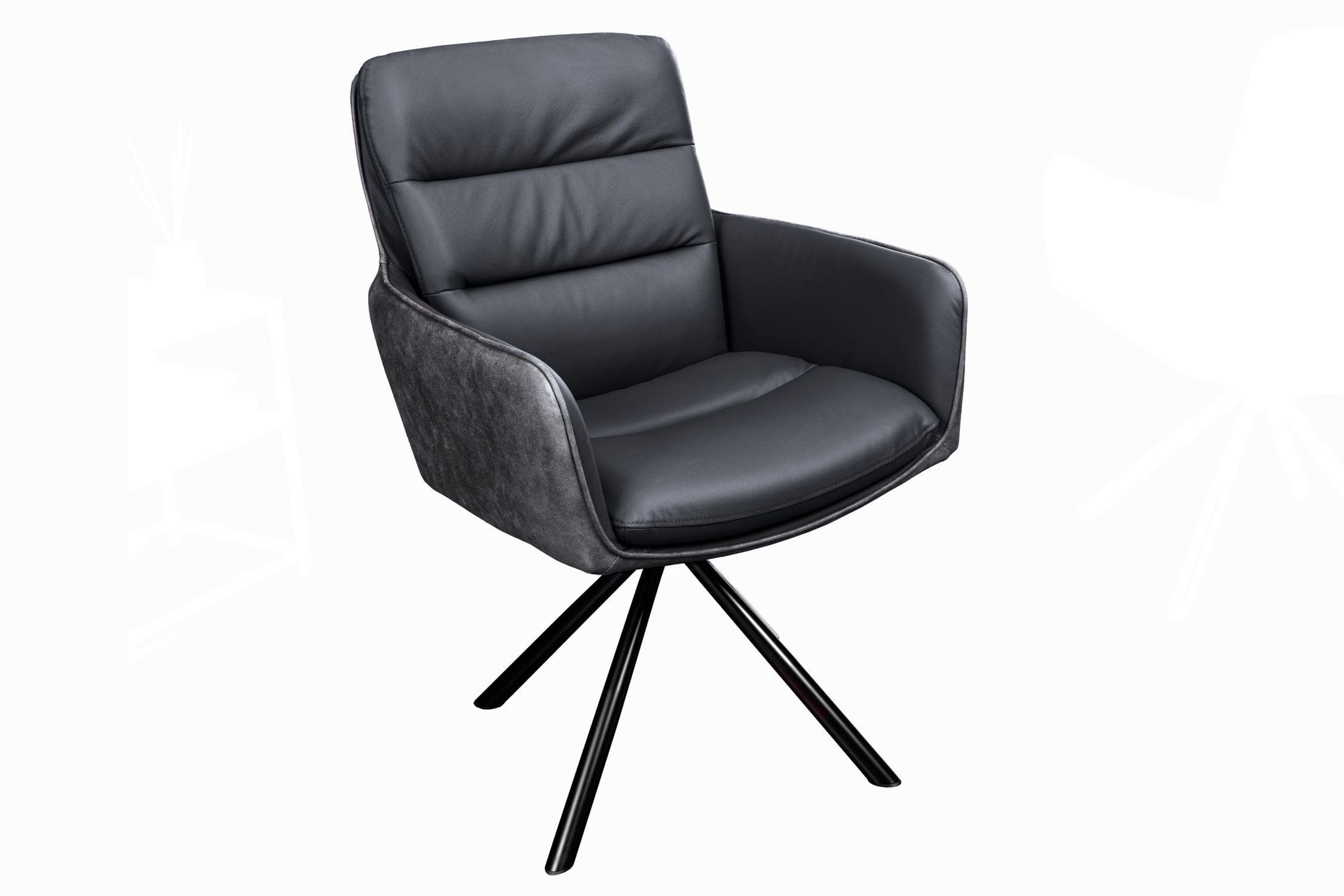Bürostuhl Leder Stoff Metall drehbar Anthrazit Schwarz Moebel, Stuhl, Sessel