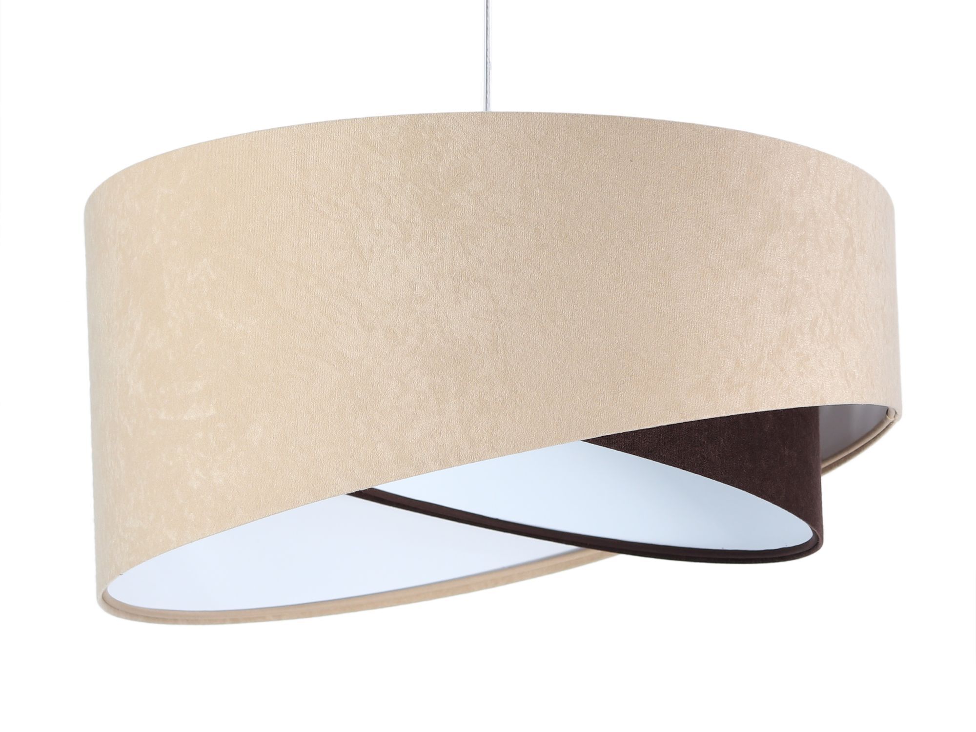 Hängeleuchte Beige Schwarz Weiß Stoff rund Lampe