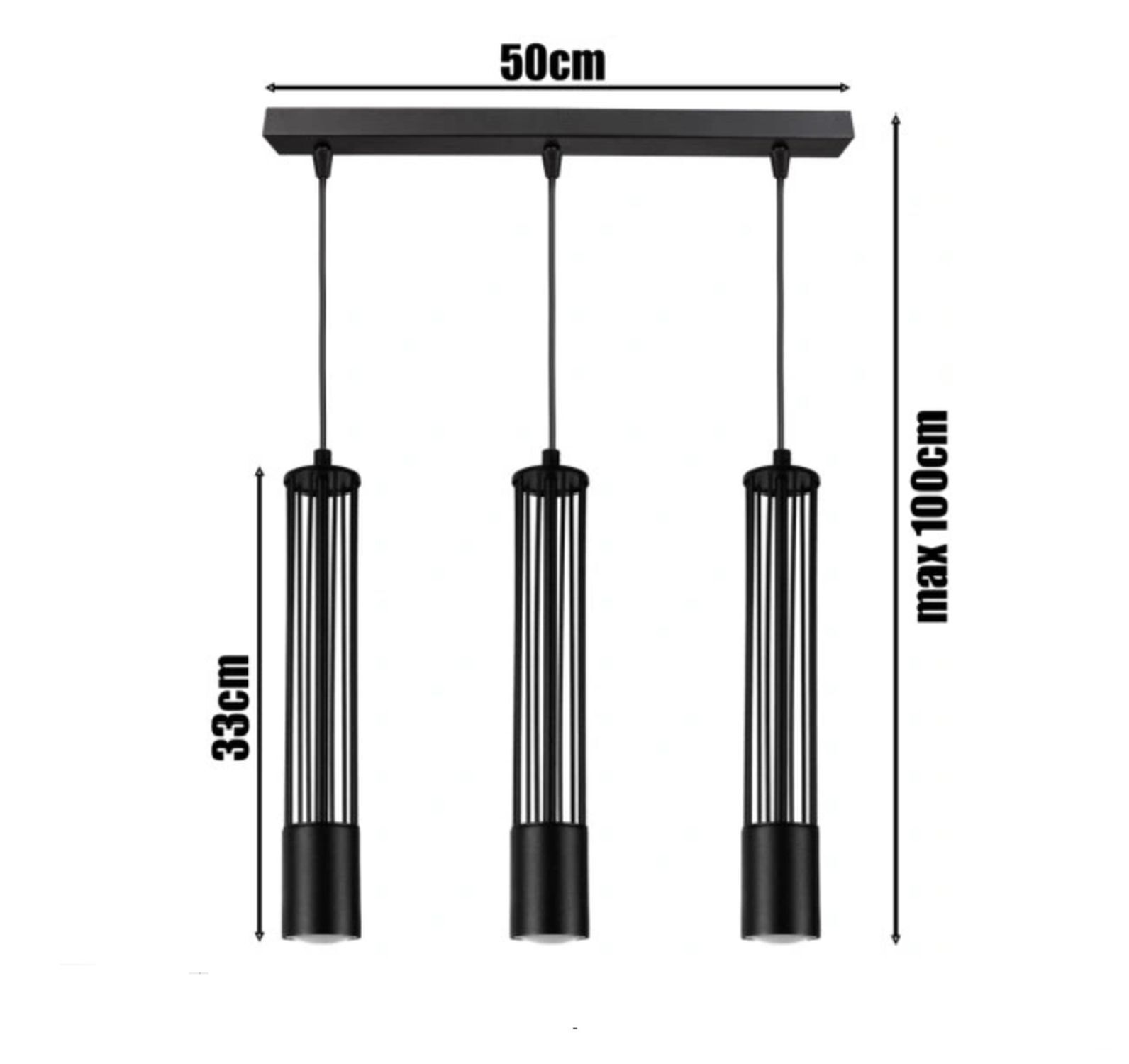 Dekorative Pendelleuchte Metall GU10 55 cm lang Schwarz
