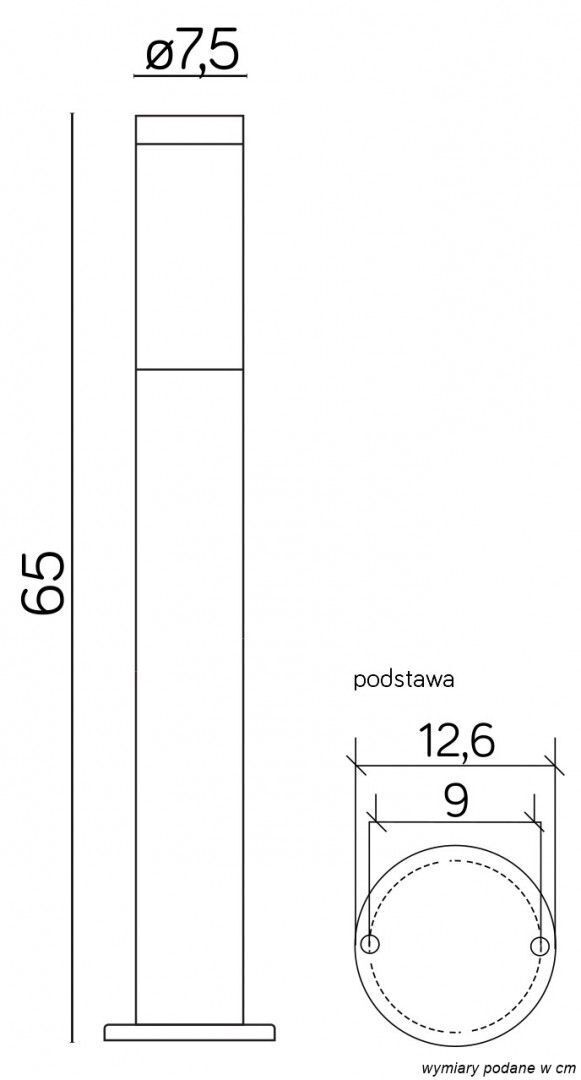 Schwarze Pollerleuchte BETULA 65cm Edelstahl IP44
