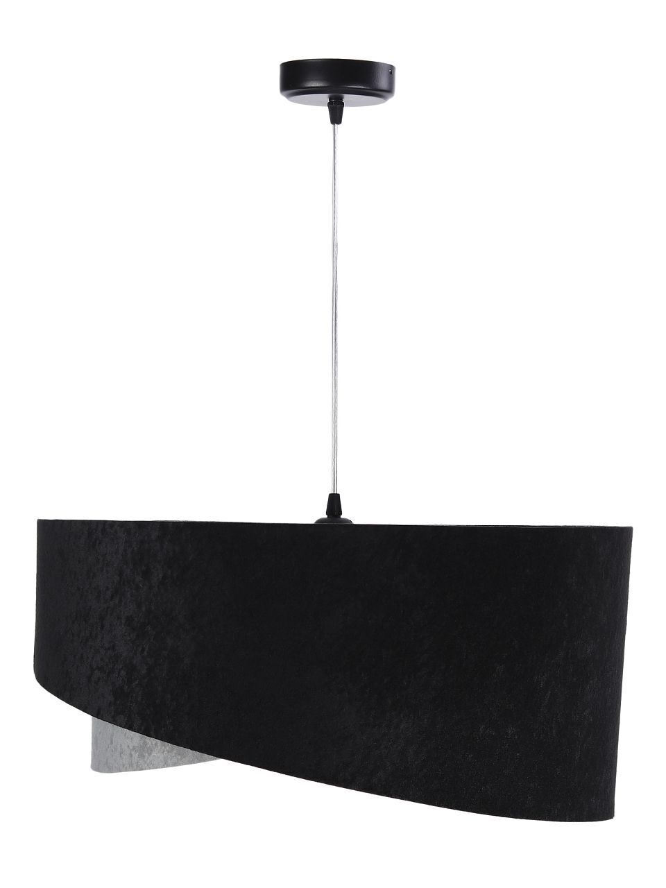 Hängelampe Schwarz Grau E27 rund Ø 50 cm Stoff Velours Optik Lampe