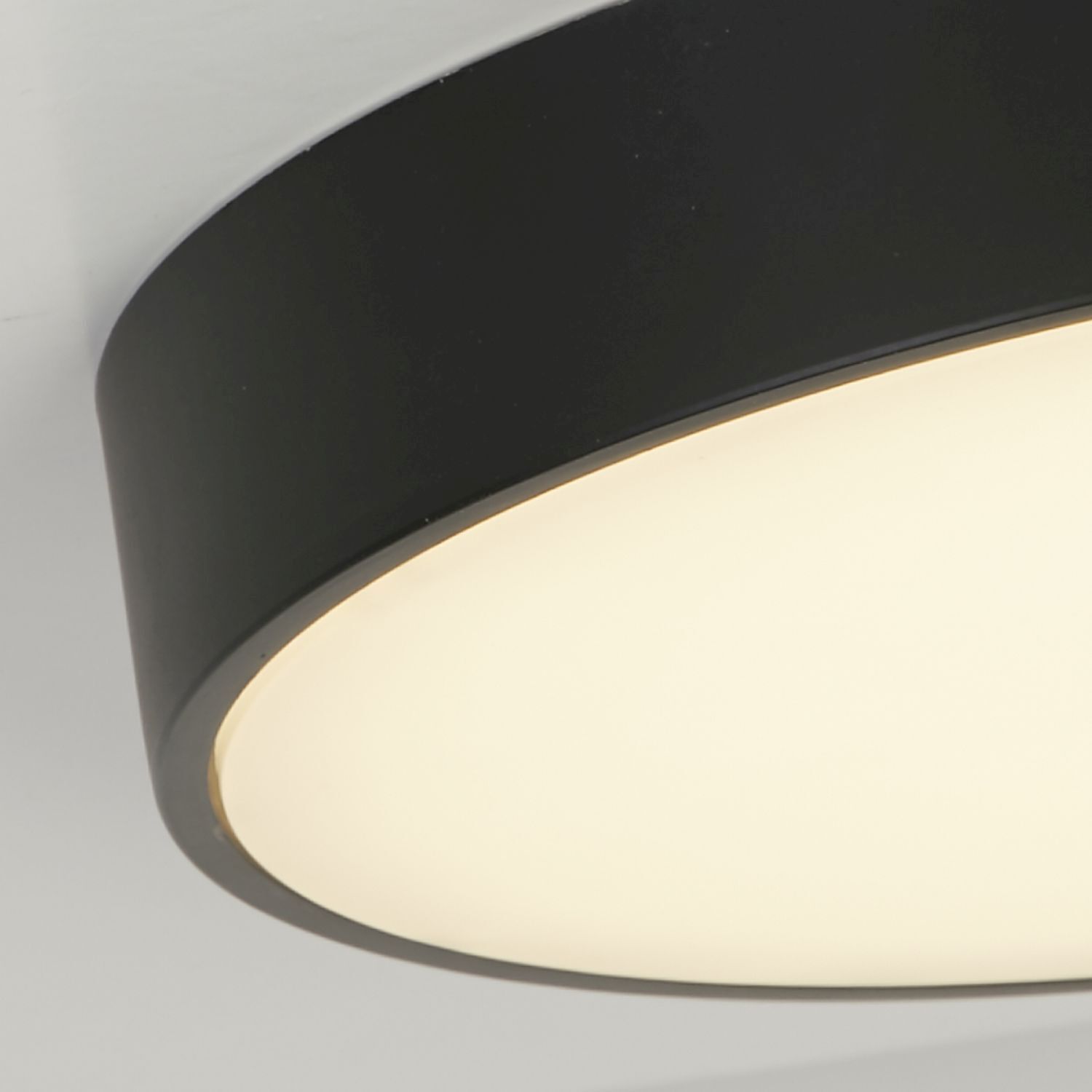 Runde LED Deckenleuchte Schwarz Metall B:25 cm 3000 K
