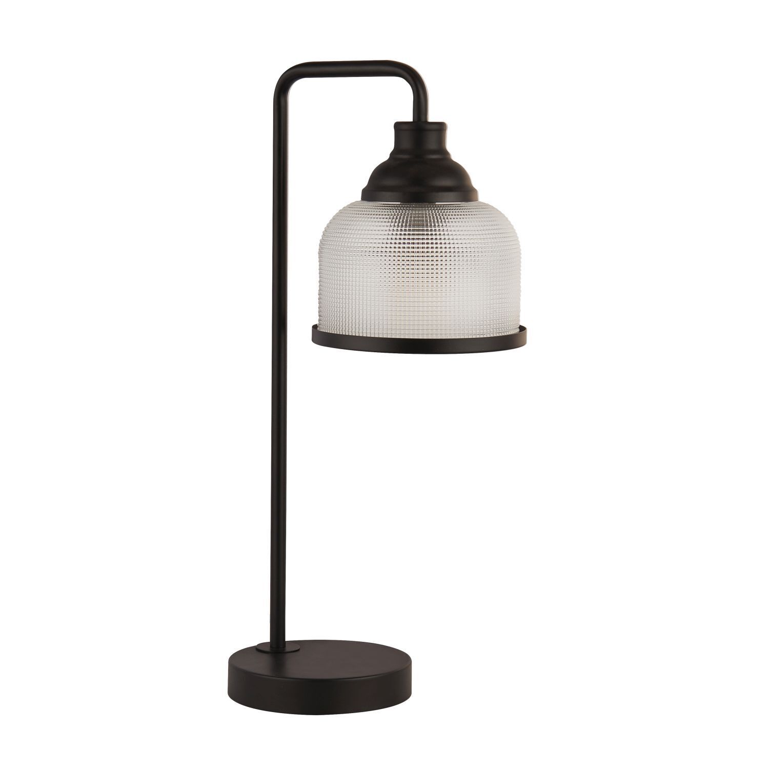 Tischleuchte Schwarz Klar E27 45 cm hoch Metall Glas