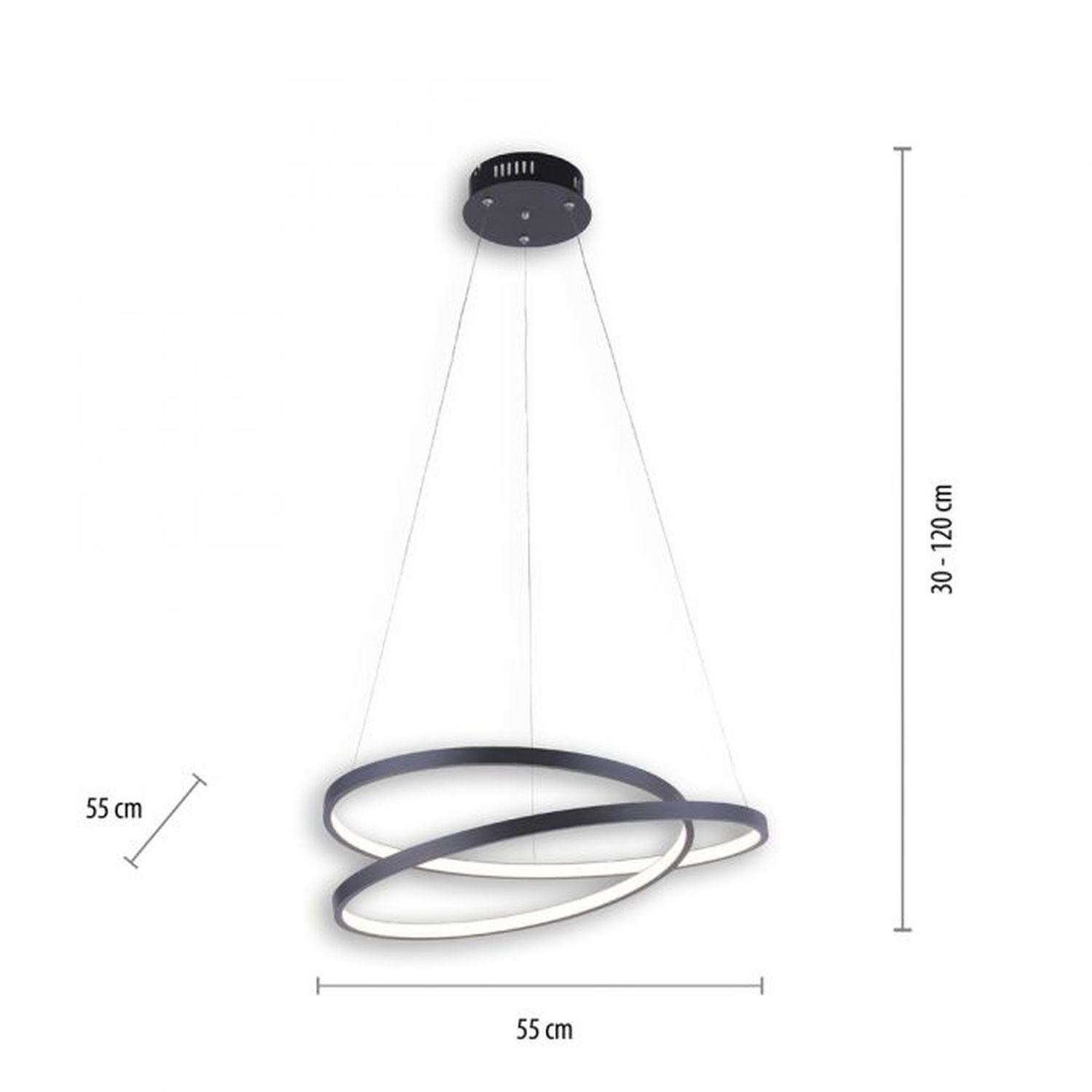 LED Pendelleuchte Schwarz B:55 cm 4000 lm dimmbar