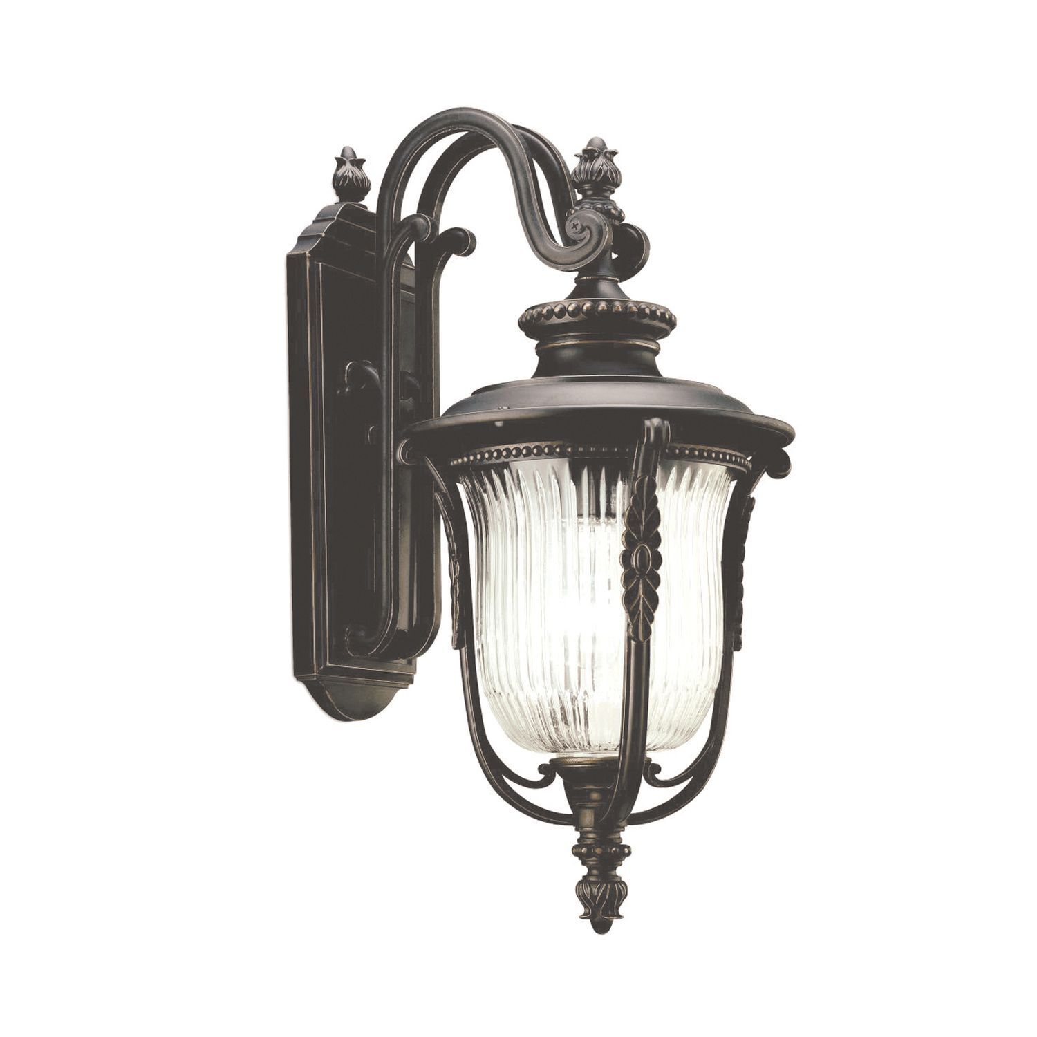 Wandleuchte MORGANA in Bronze Riffelglas IP44 außen