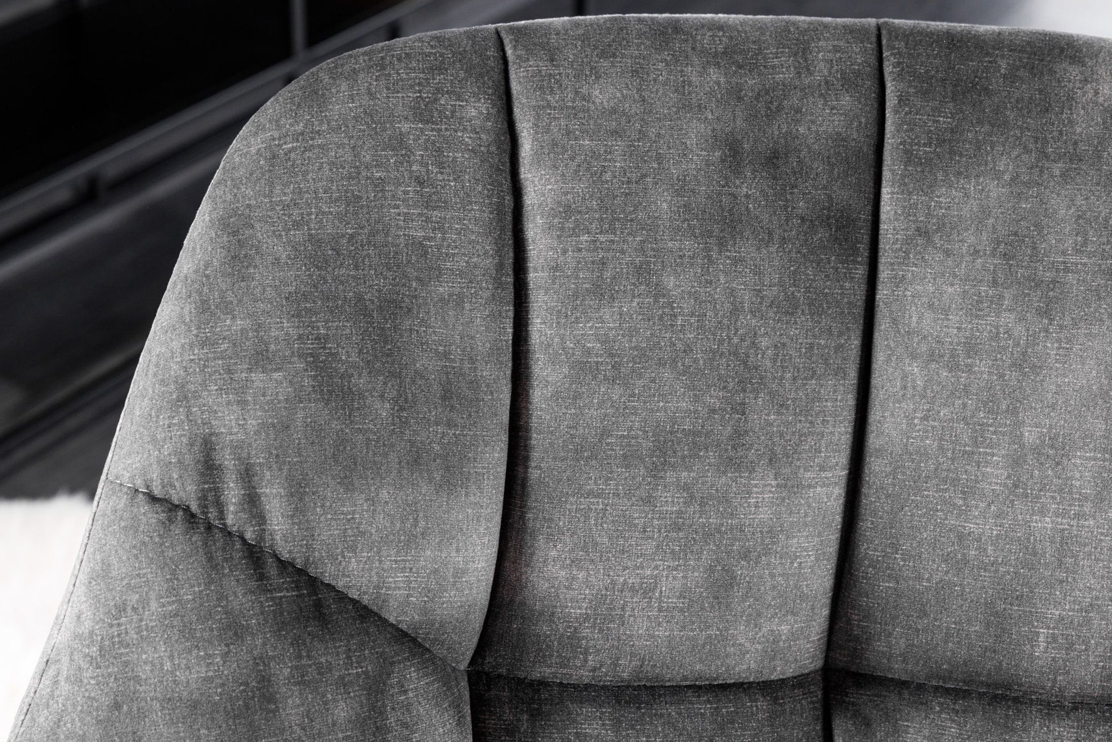 Bürostuhl Samt Metall Grau Schwarz ohne Rollen Kissen, Dekoration für Zuhause, Couch, Mobiliar, Leinen