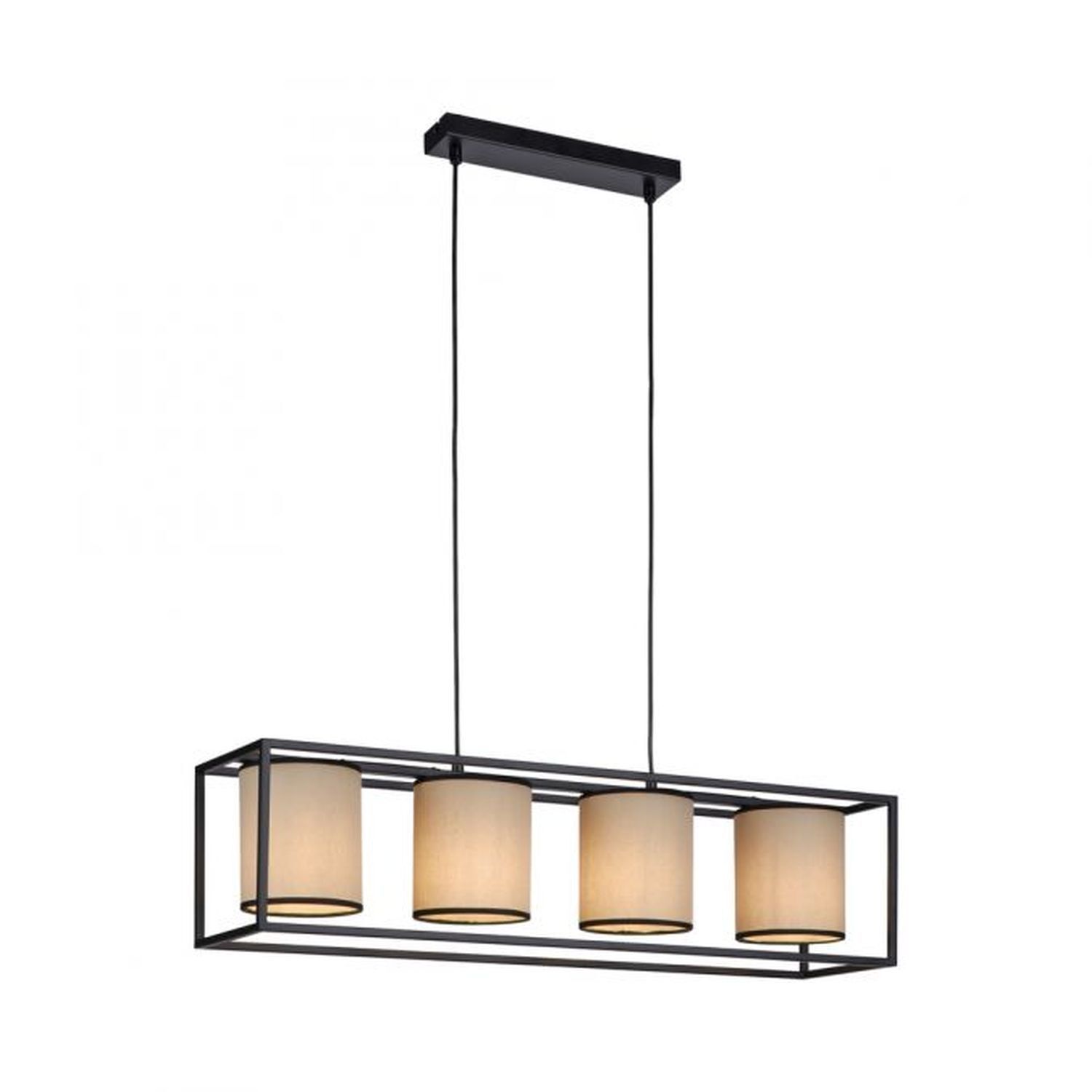 Pendelleuchte Stoff Metall Beige Schwarz E27 80 cm lang