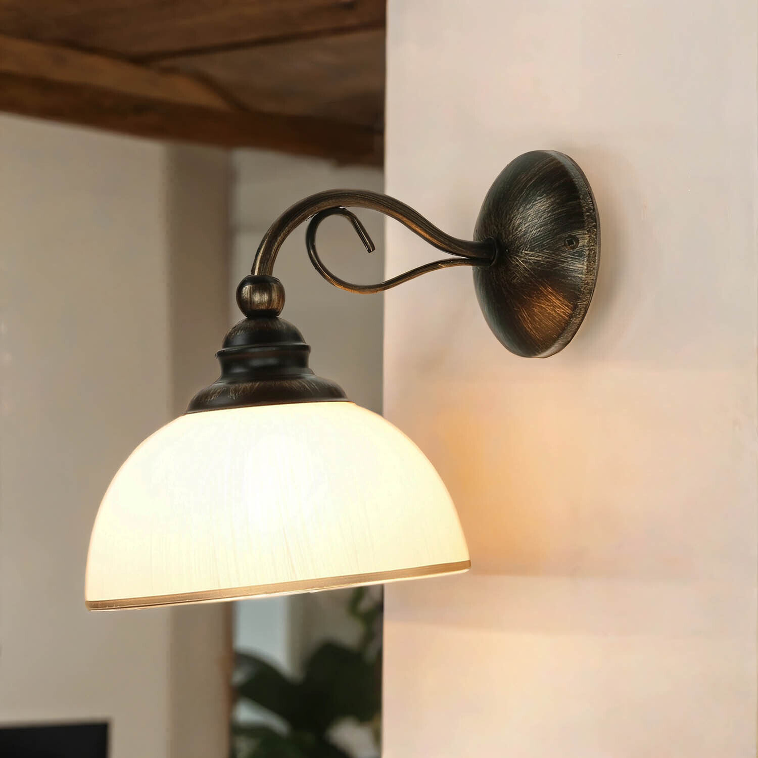 Wandlampe DELMARE Shabby Braun antik Wohnzimmer Lampe