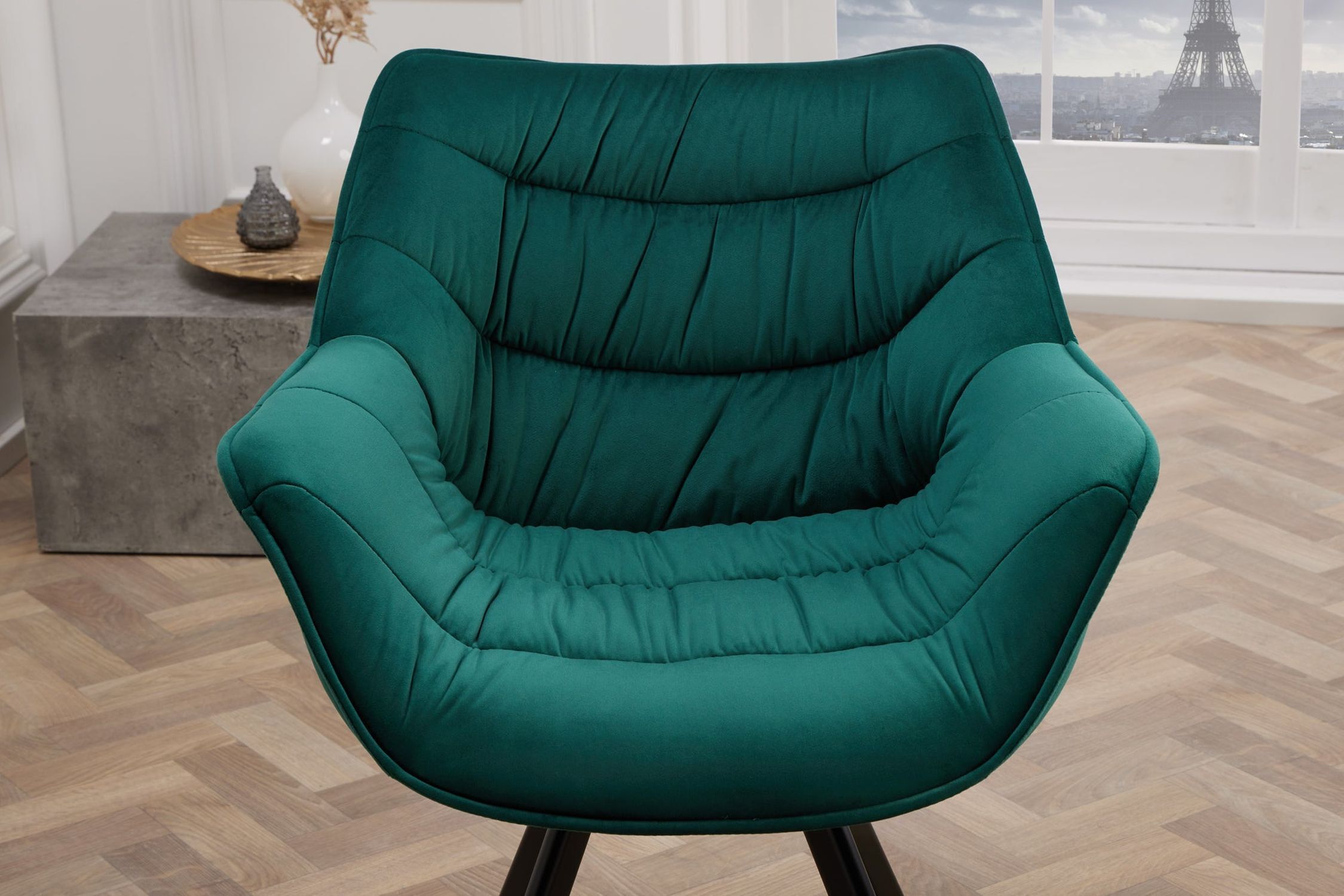 Armlehnstuhl Samt Grün Metallbeine Retro Design LYON Moebel, Stuhl, Sessel