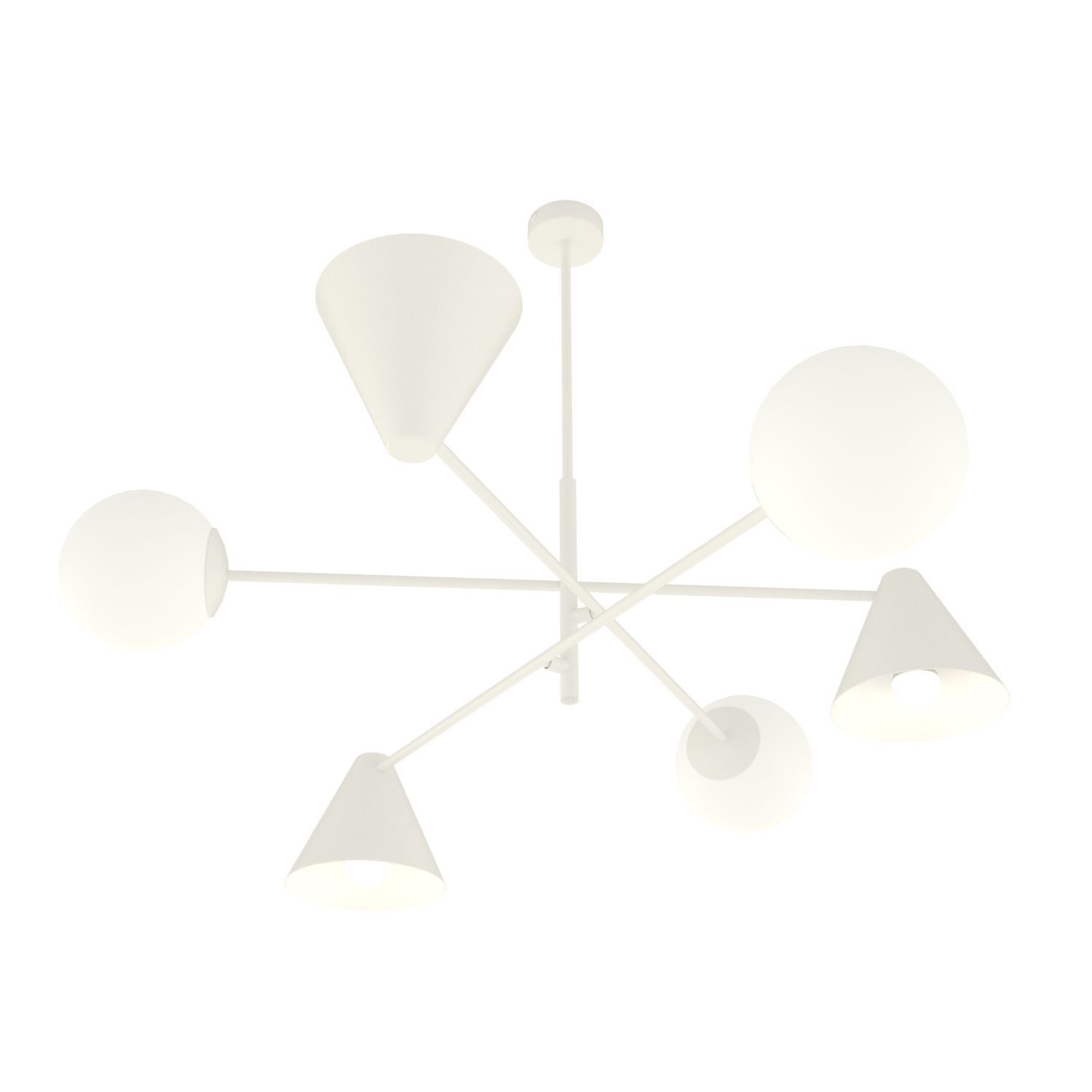 Deckenlampe Glas Metall E14 B:86 cm Weiß 6-flmg Modern