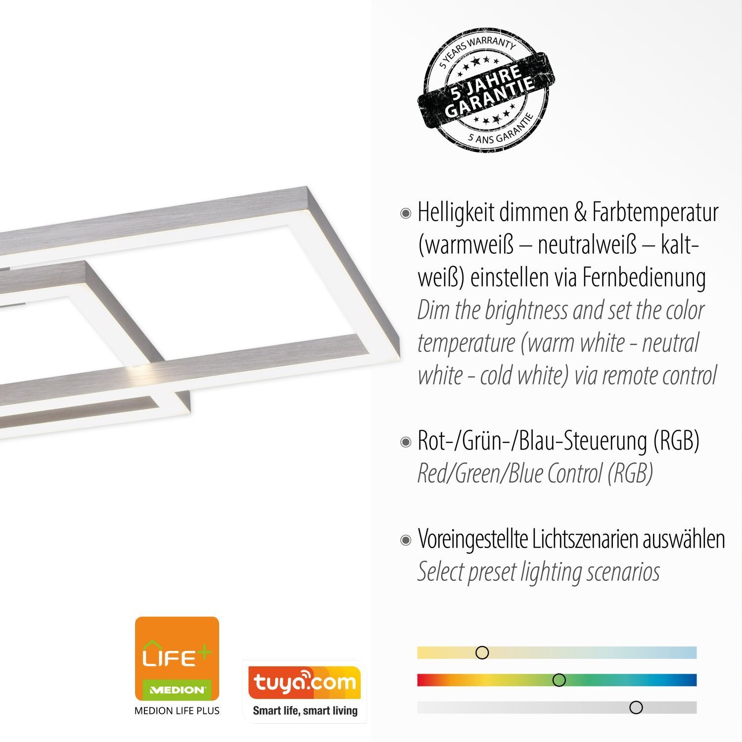 LED Deckenleuchte RGB Metall dimmbar 2700-5000 K 9 W