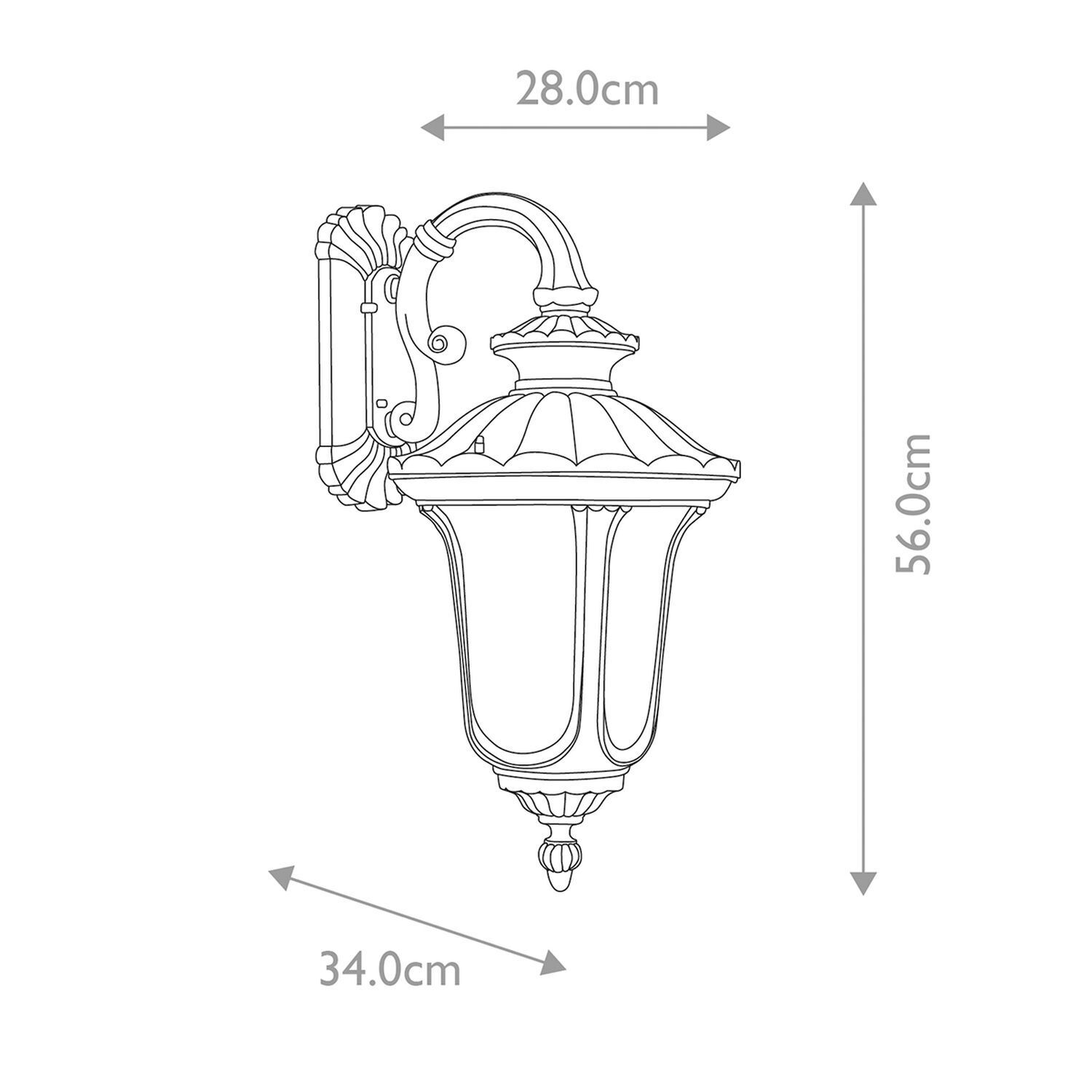 Wandlampe außen IP44 56 cm hoch Schwarz Rustikal Vintage