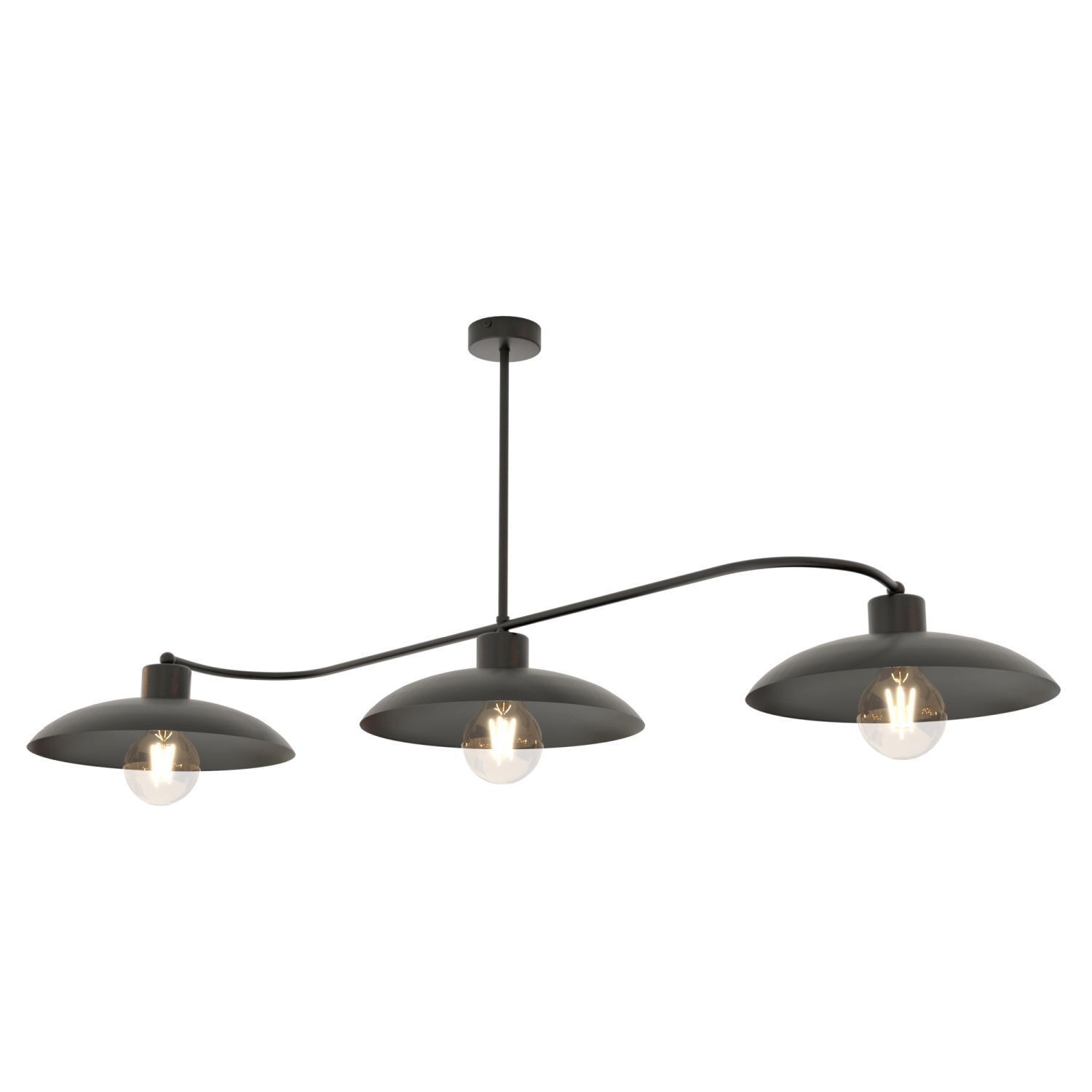 Deckenlampe 3-flammig Schwarz Metall E27 L:113 cm