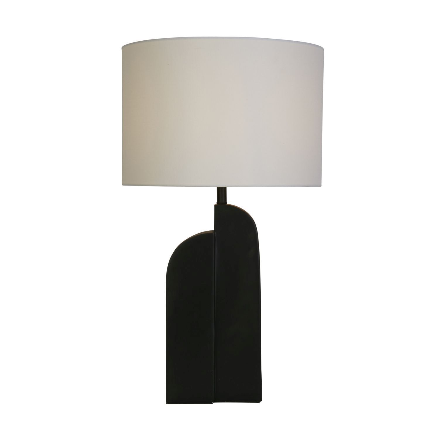 Schwarze Tischleuchte Metall Stoff in Weiß 65 cm E27