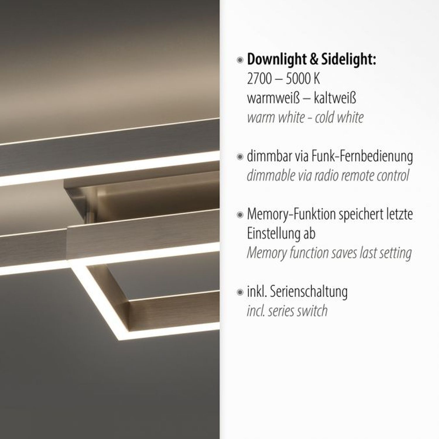 Stilvolle LED Deckenlampe Silber Fernbedienung dimmbar Deckenleuchte