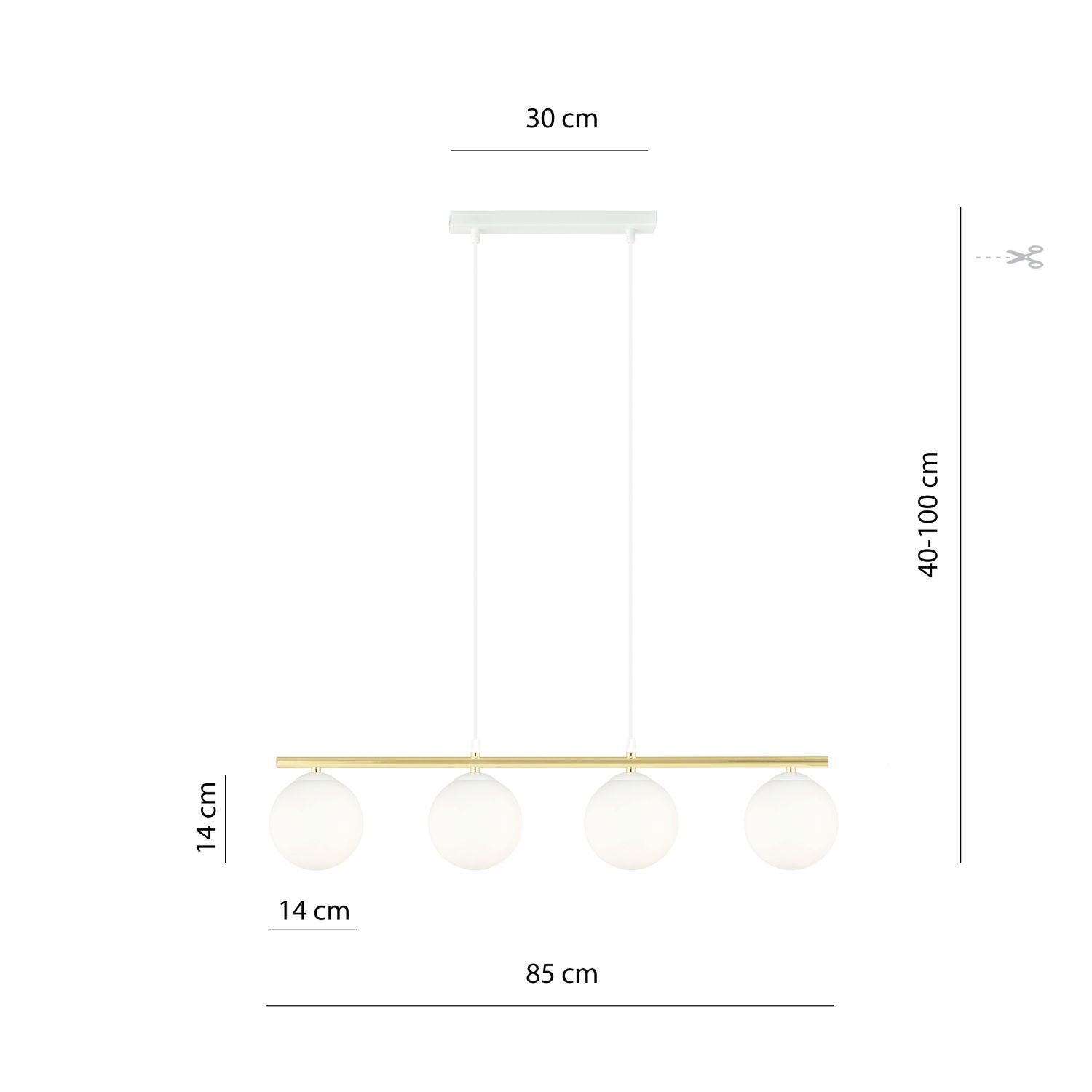 Hängeleuchte E14 Weiß Gold Kugelschirm Glas Metall