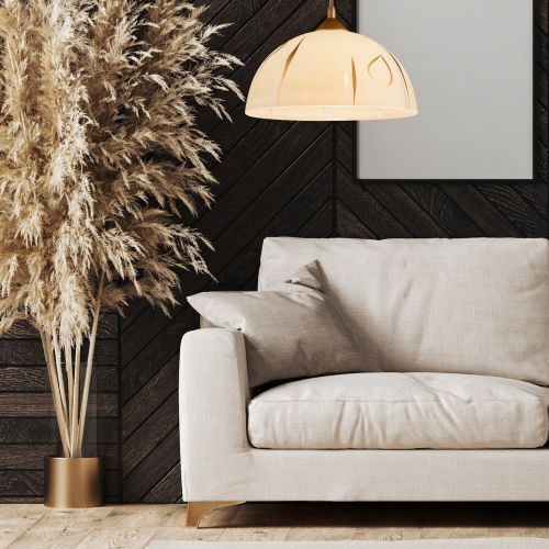 Hängeleuchte Rund Gold Retro Esstisch Glas Lampe