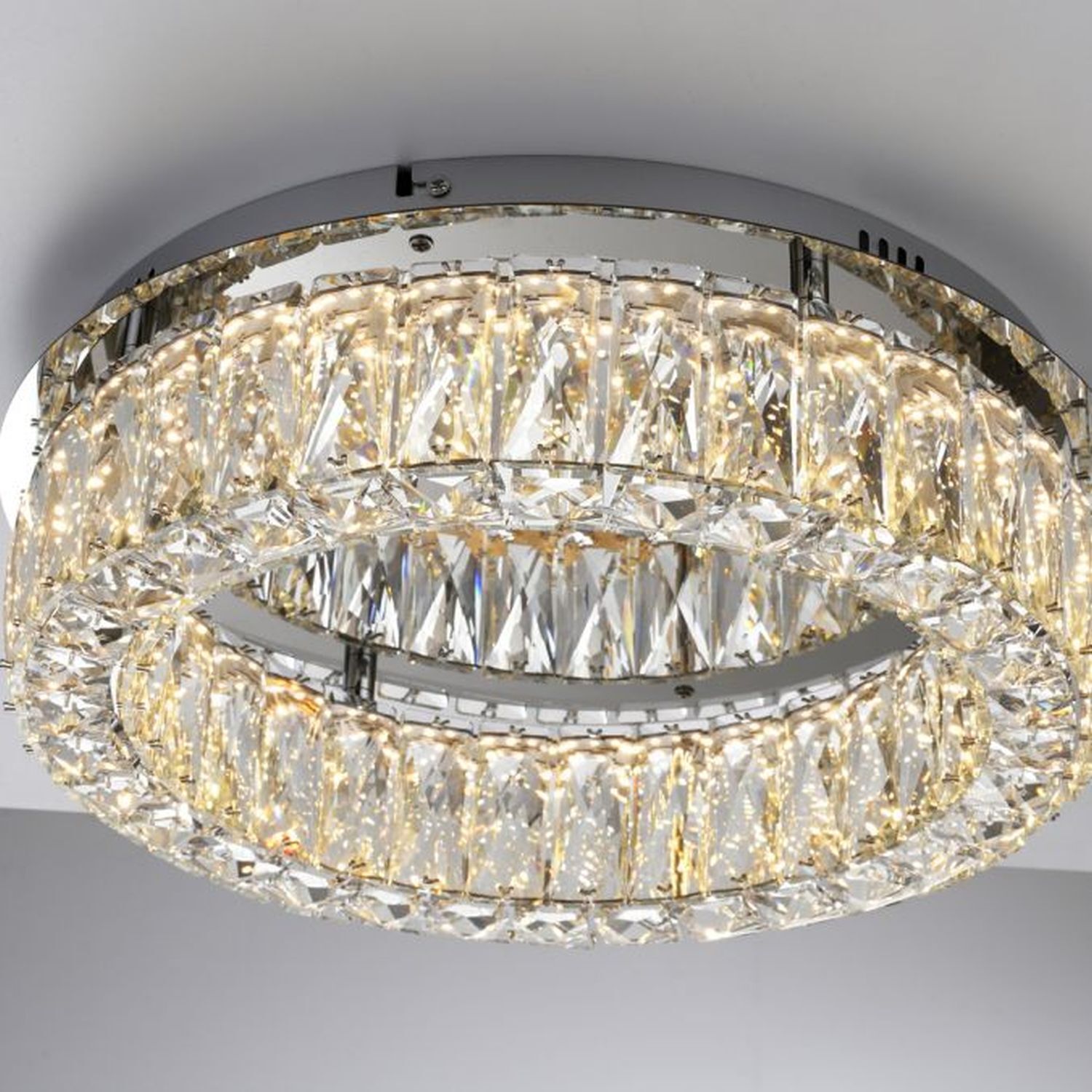 Dimmbare LED Deckenlampe in Chrom Acrylglas Ø40 cm 22 W