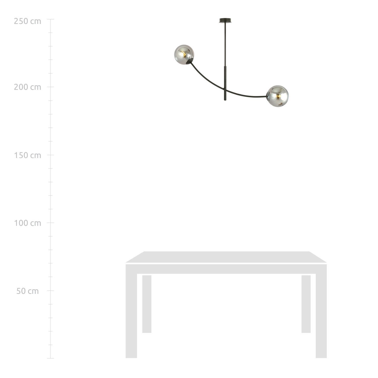 Deckenlampe Rauchglas Metall L: 83 cm schwenkbar E14 2-flammig