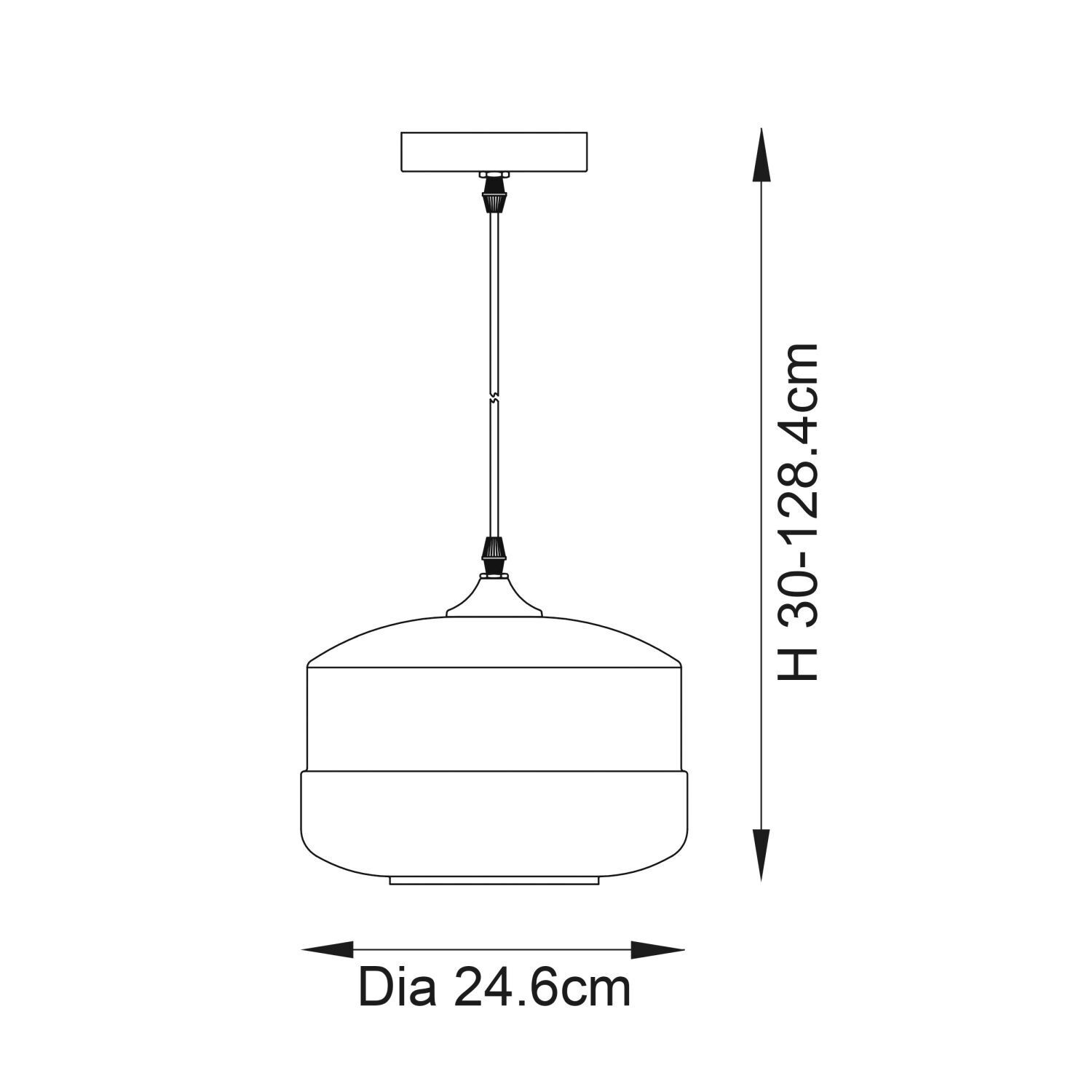 Hängeleuchte Rauchglas Metall Ø 24,6cm rund Schwarz Kupfer E27