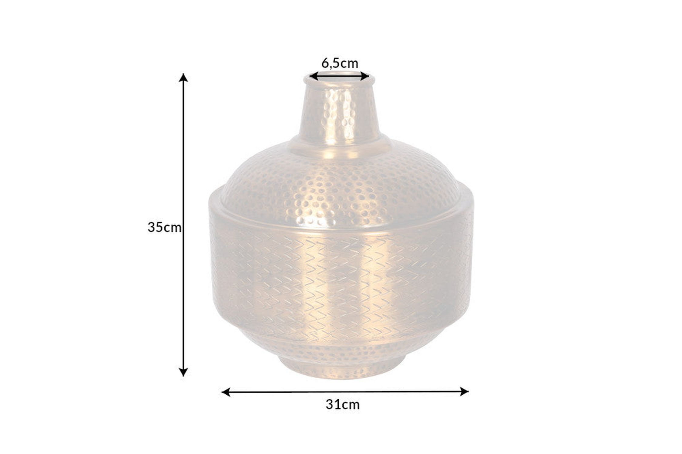 Deko Vase Handarbeit Hammerschlag Ø 31 cm in Kupfer antik