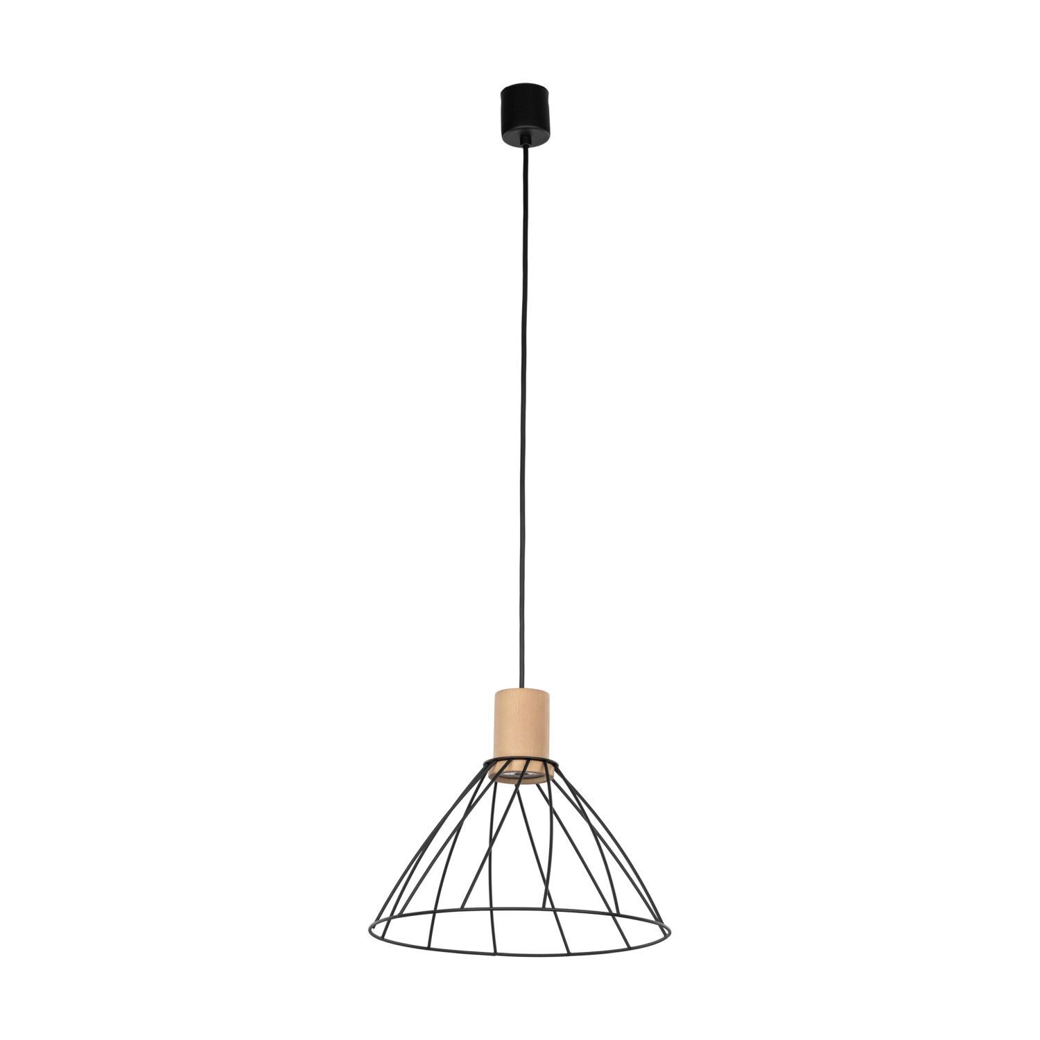 Hängelampe Draht Holz Ø 29,5 cm H: max. 165 cm verstellbar