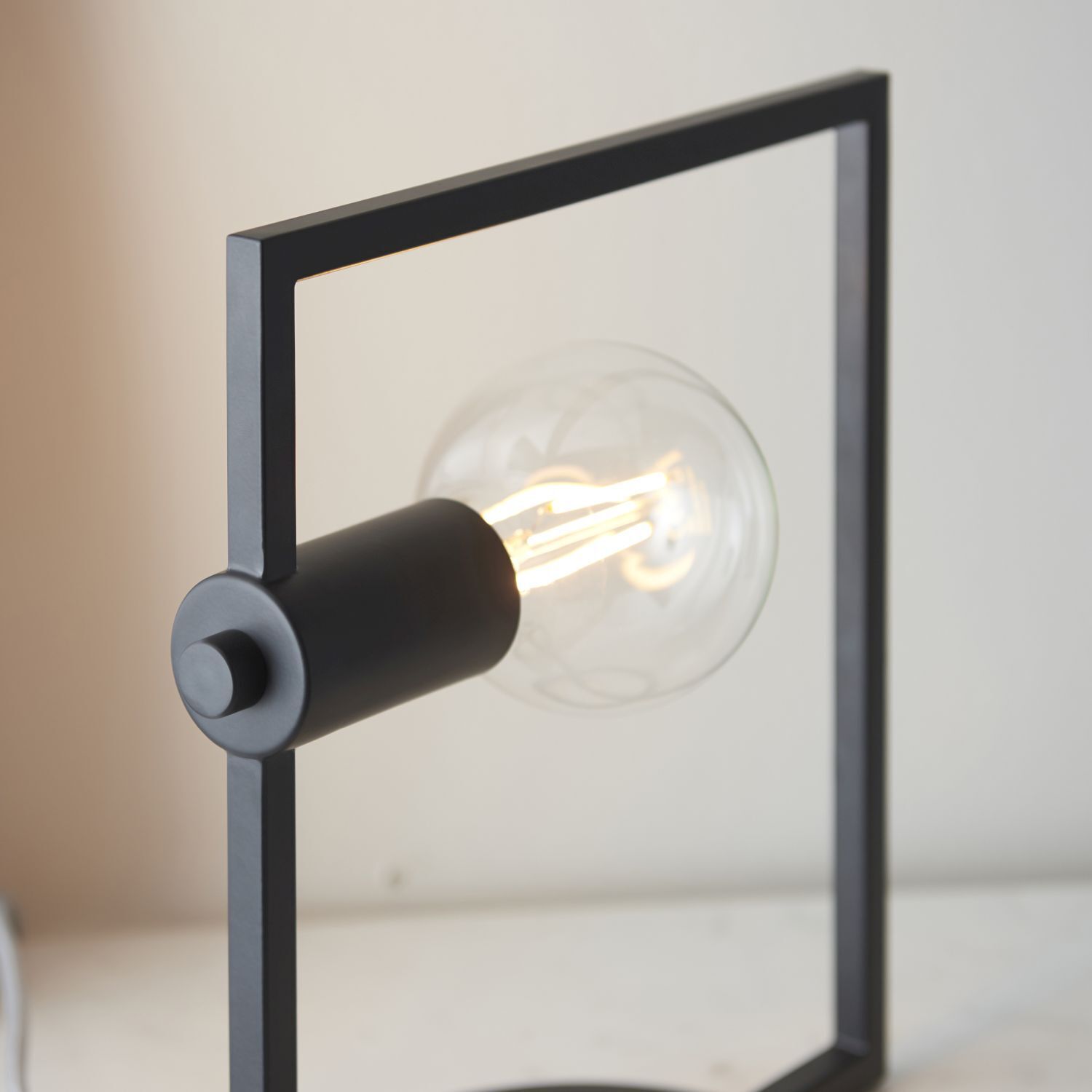 Tischlampe Schwarz H: 29,5 cm eckig klein Metall Modern E27