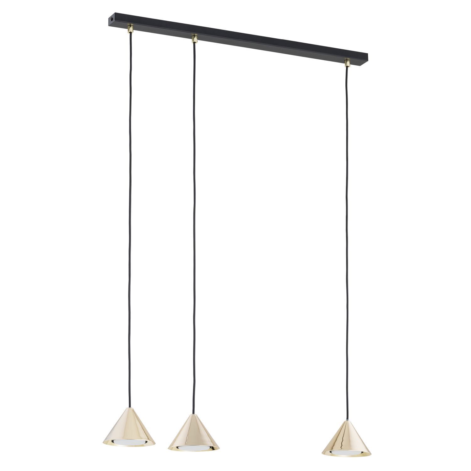 Hängelampe Metall B: 70 cm in Schwarz Gold GX53 3-flammig
