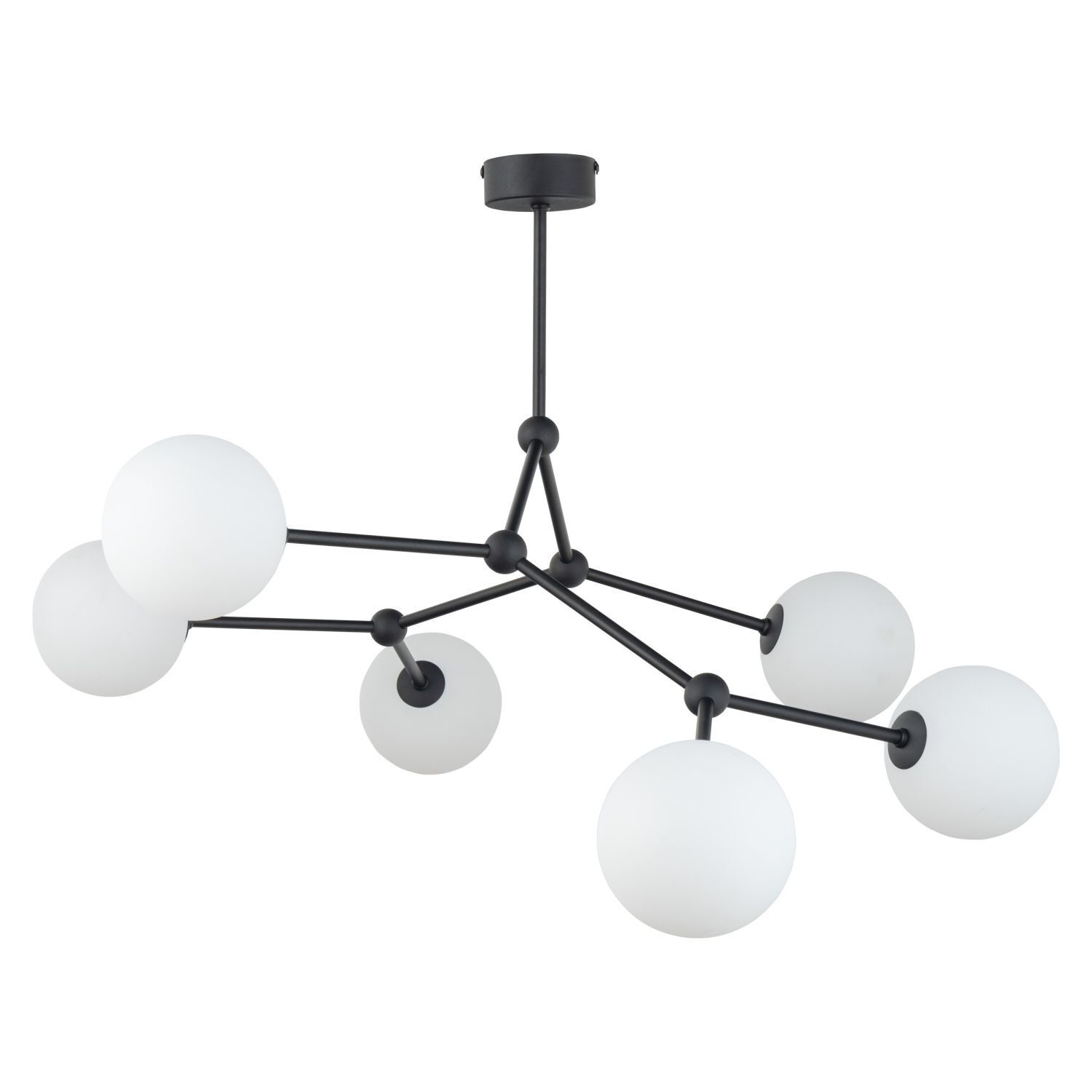 Große Deckenlampe Metall Glas 6-flammig 105 cm lang