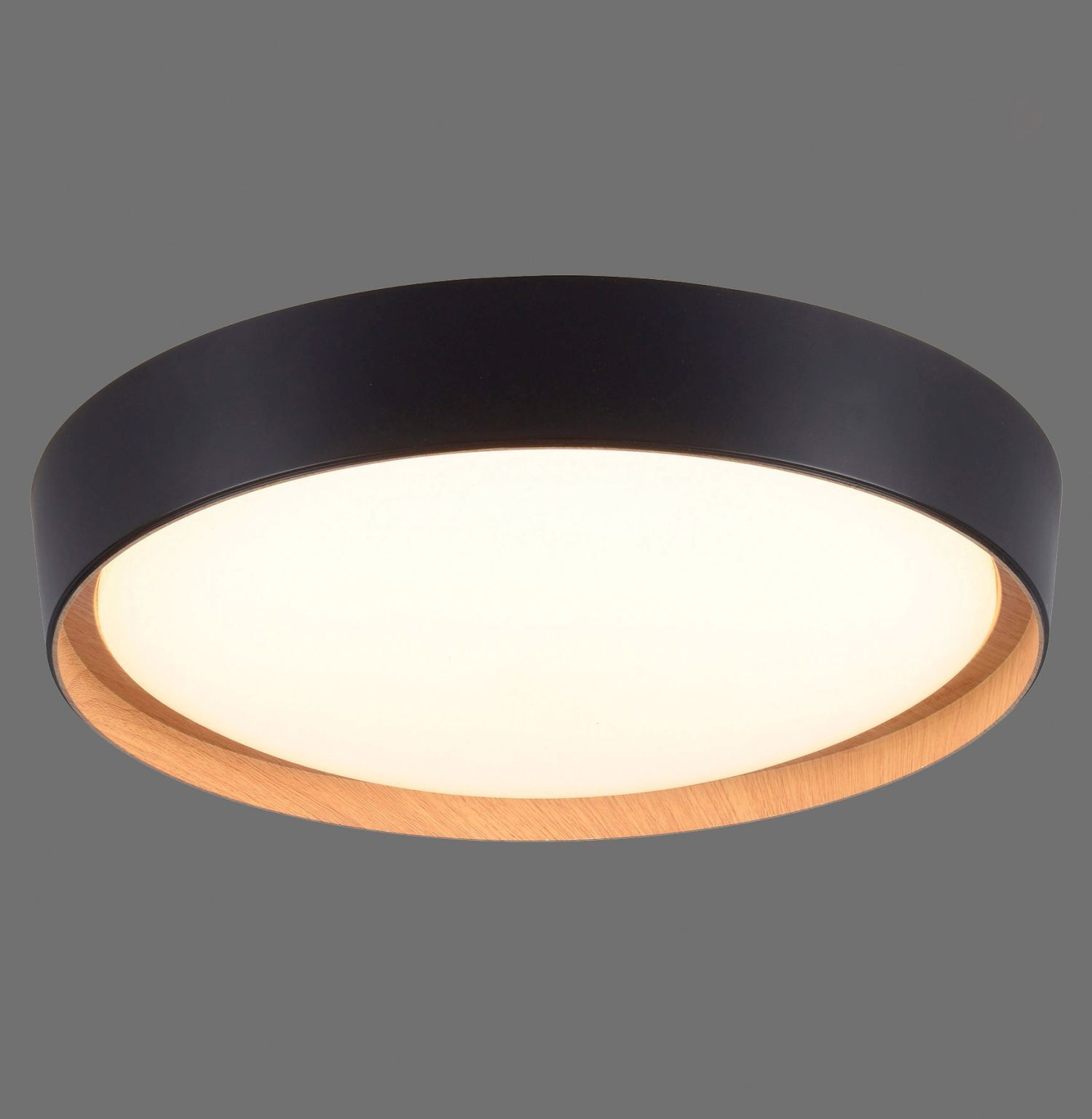 LED Deckenleuchte Schwarz Natur Ø40 cm 3400 lm dimmbar