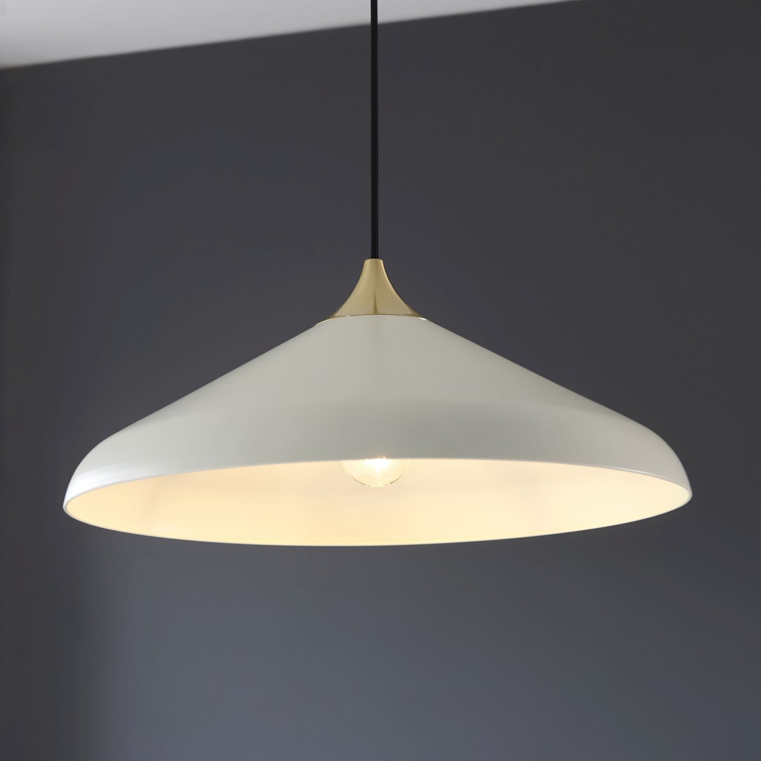 Hängeleuchte Weiß Messing rund D: 50 cm Metall E27