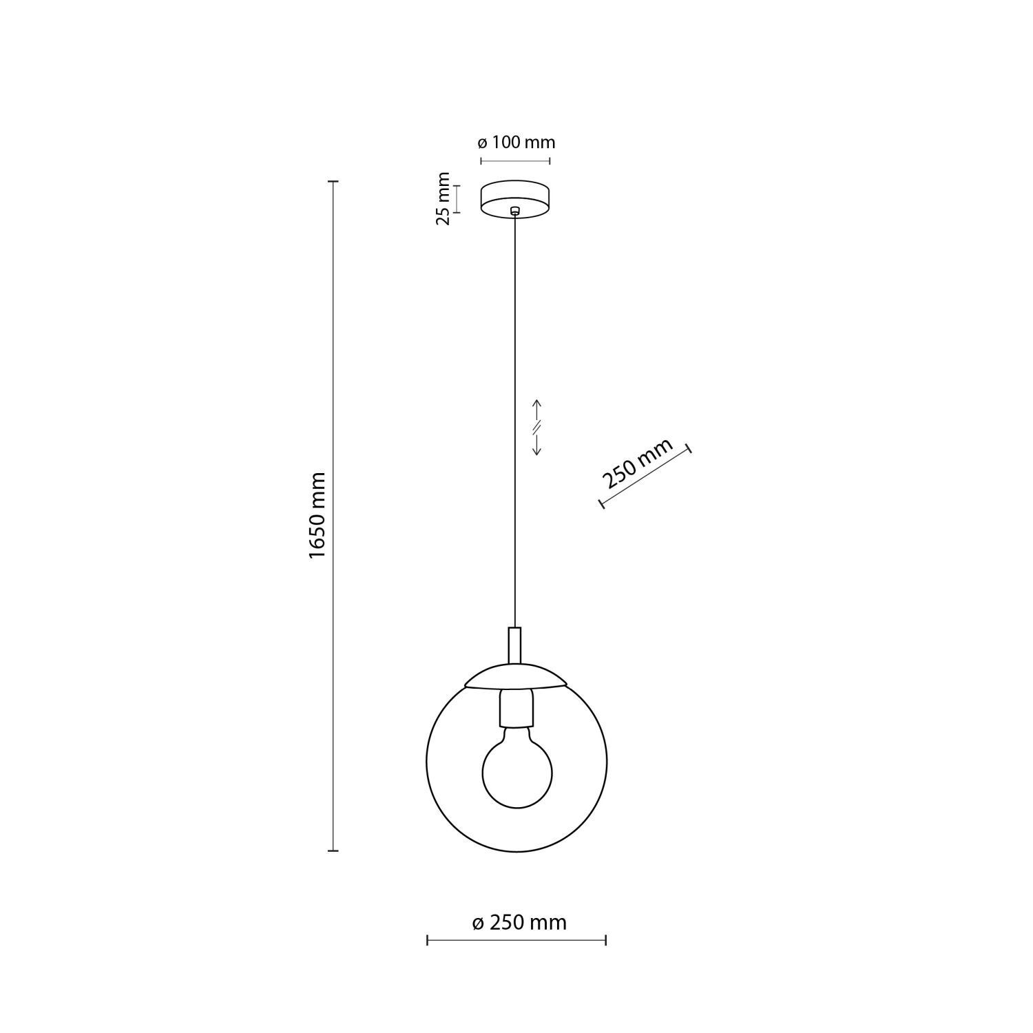 Pendelleuchte Glas Ø 25 cm Kugel H: max. 165 cm E27