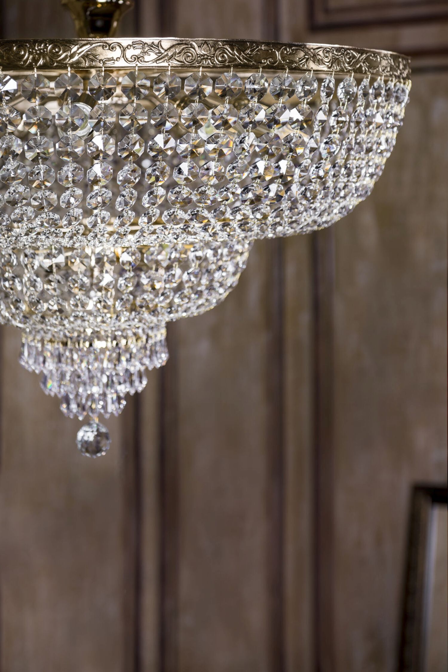 Deckenleuchte Metall rund D: 80 cm in Gold antik E27 Leuchter, Lampe