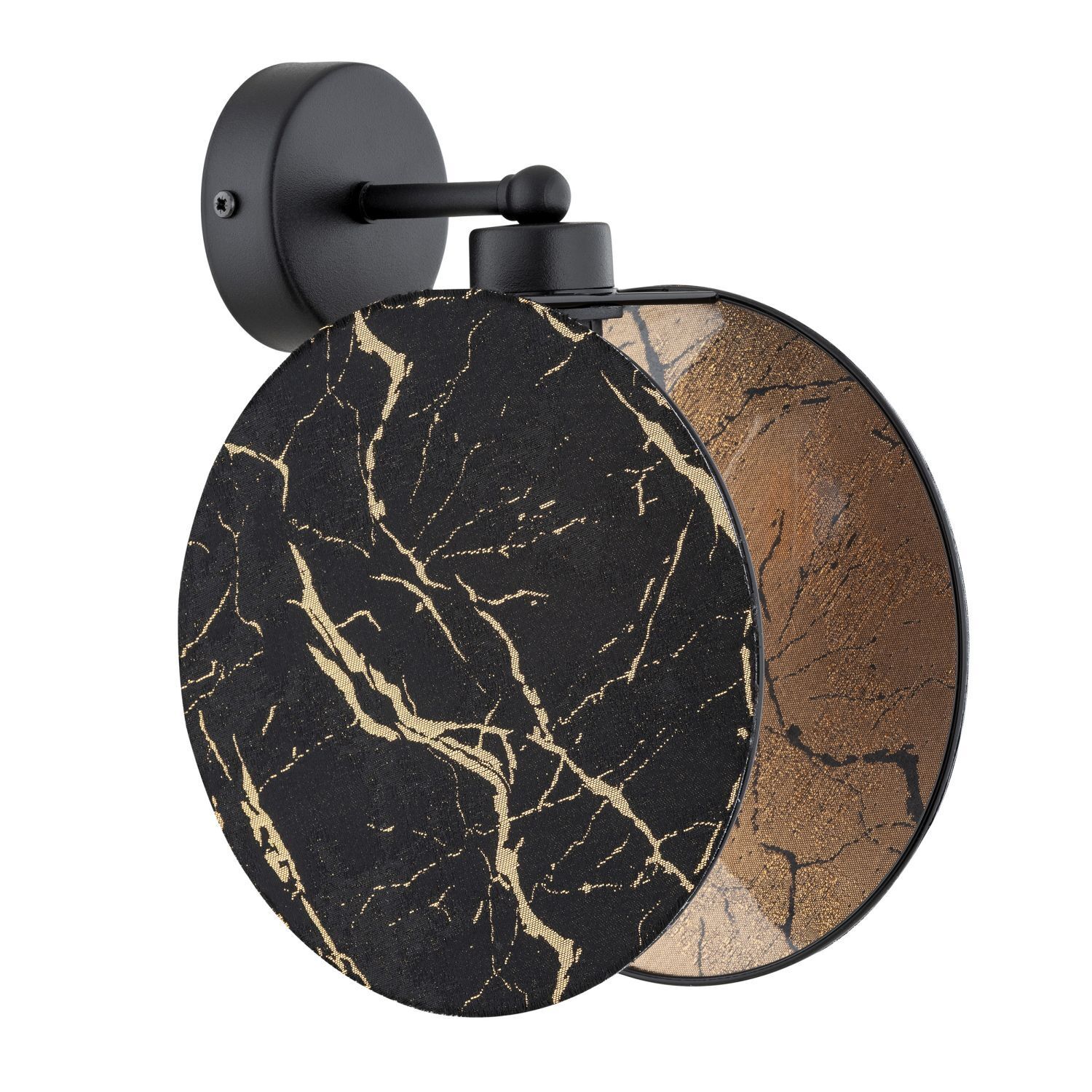 Wandleuchte Marmor Optik Ø 20 cm rund Schwarz Gold E27 Munition, Granate, Waffe