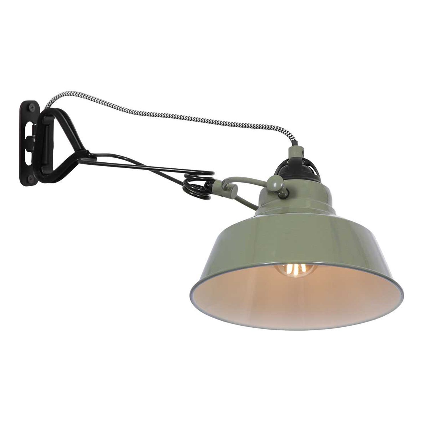 Wandstrahler mit Stecker Grün Weiß T:36 cm E27 flexibel
