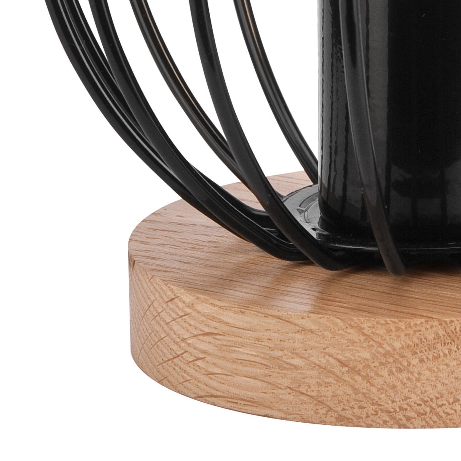 Tischlampe Schwarz E27 klein H: 16 cm Metall Holz Retro