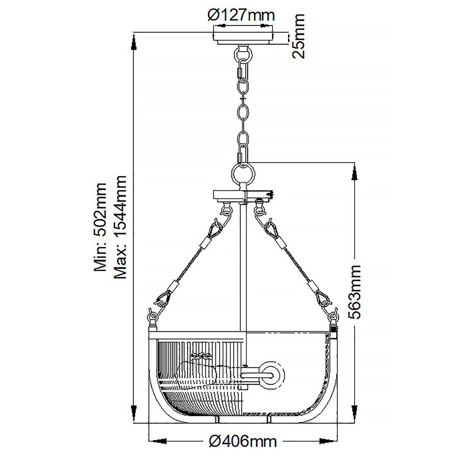 Pendelleuchte Glas Metall rund Ø 40,6 cm 3x E27 Vintage