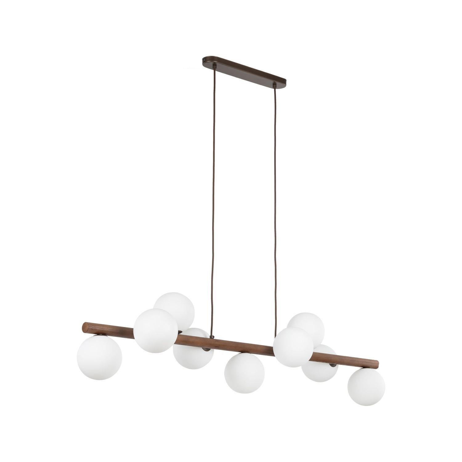 Pendelleuchte Metall Holz Glas L: 117 cm H: max. 125 cm 9x G9