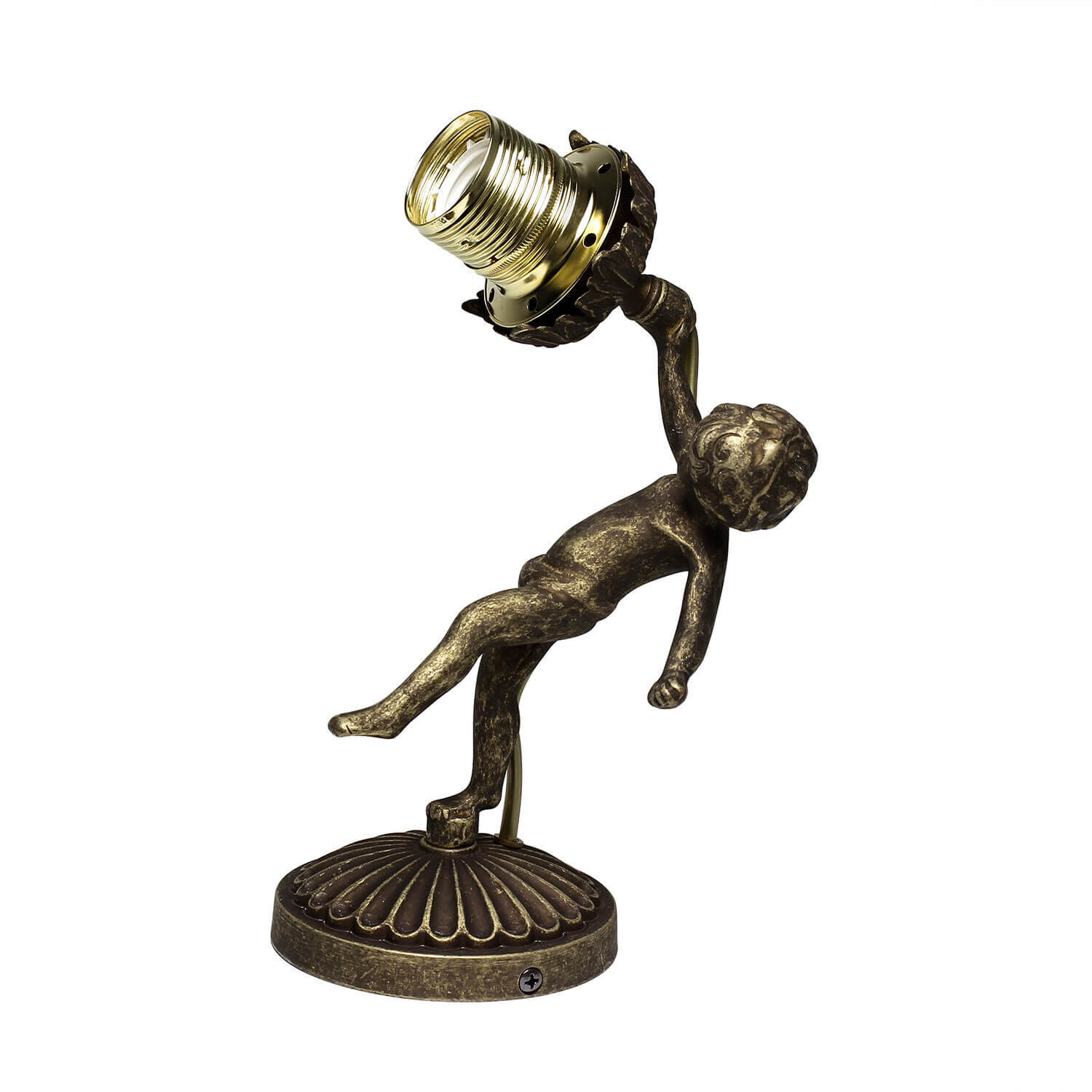 Wandleuchte aus Echt-Messing Antik Bronze Putti Bronze, Beleuchtung, Lampe