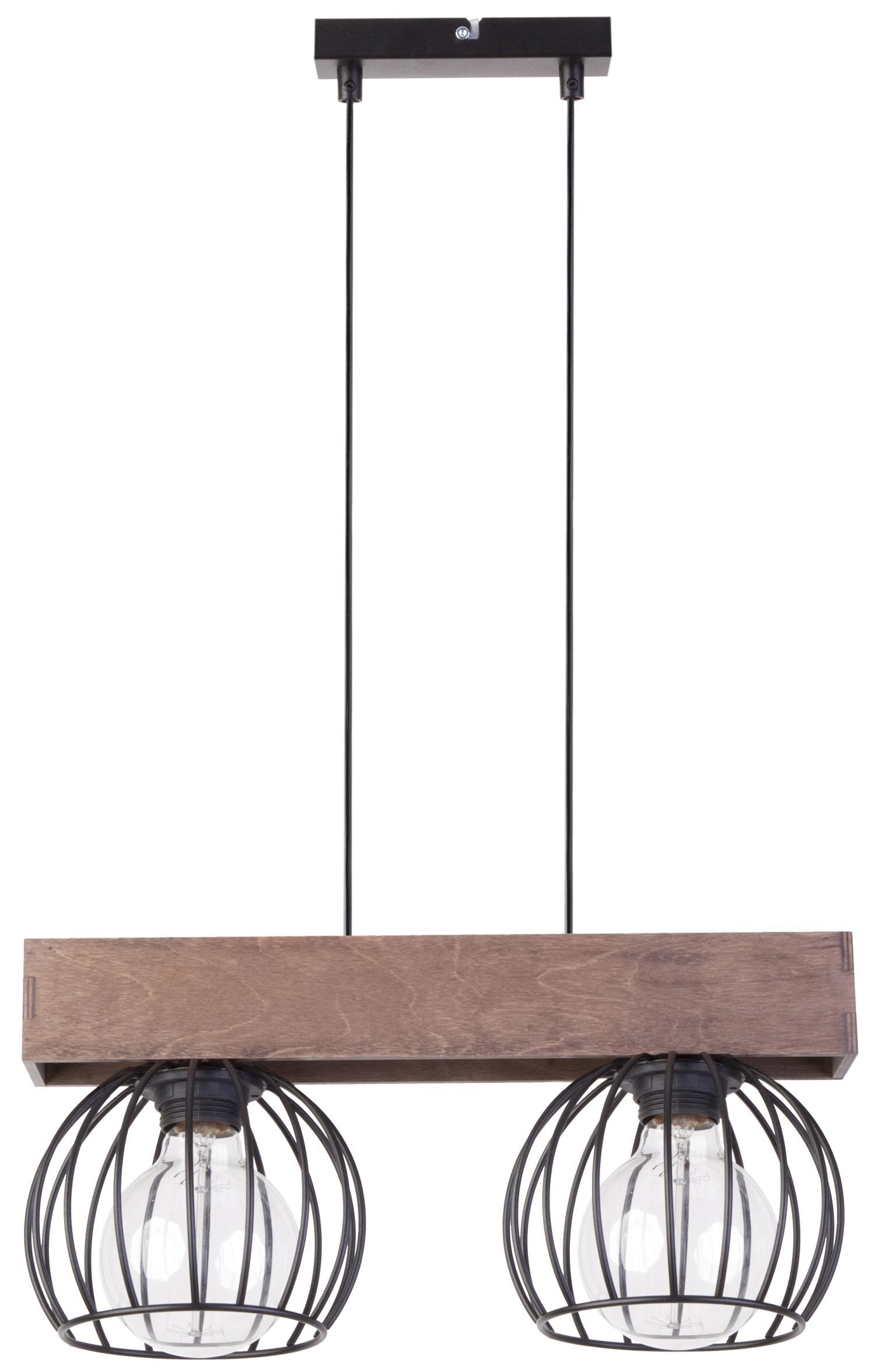 Metall Pendelleuchte Schwarz Holz Gitter E27 gemütlich