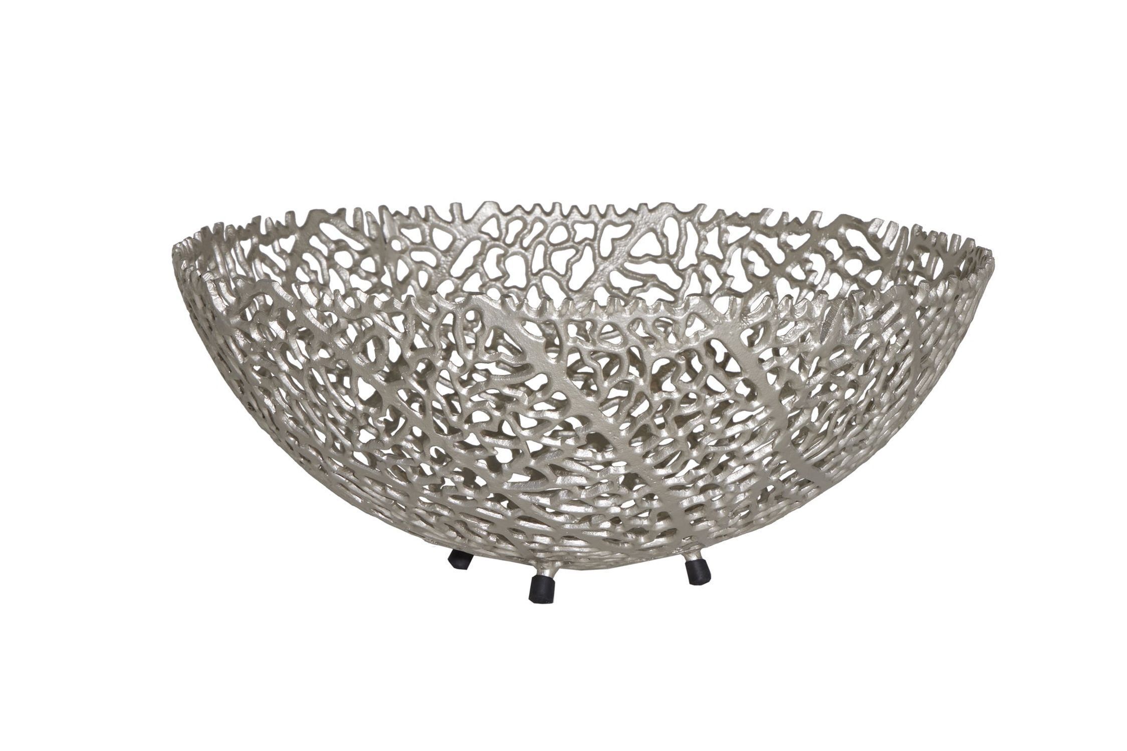 Dekoschale Metall rund Ø 46 cm Handarbeit in Silber