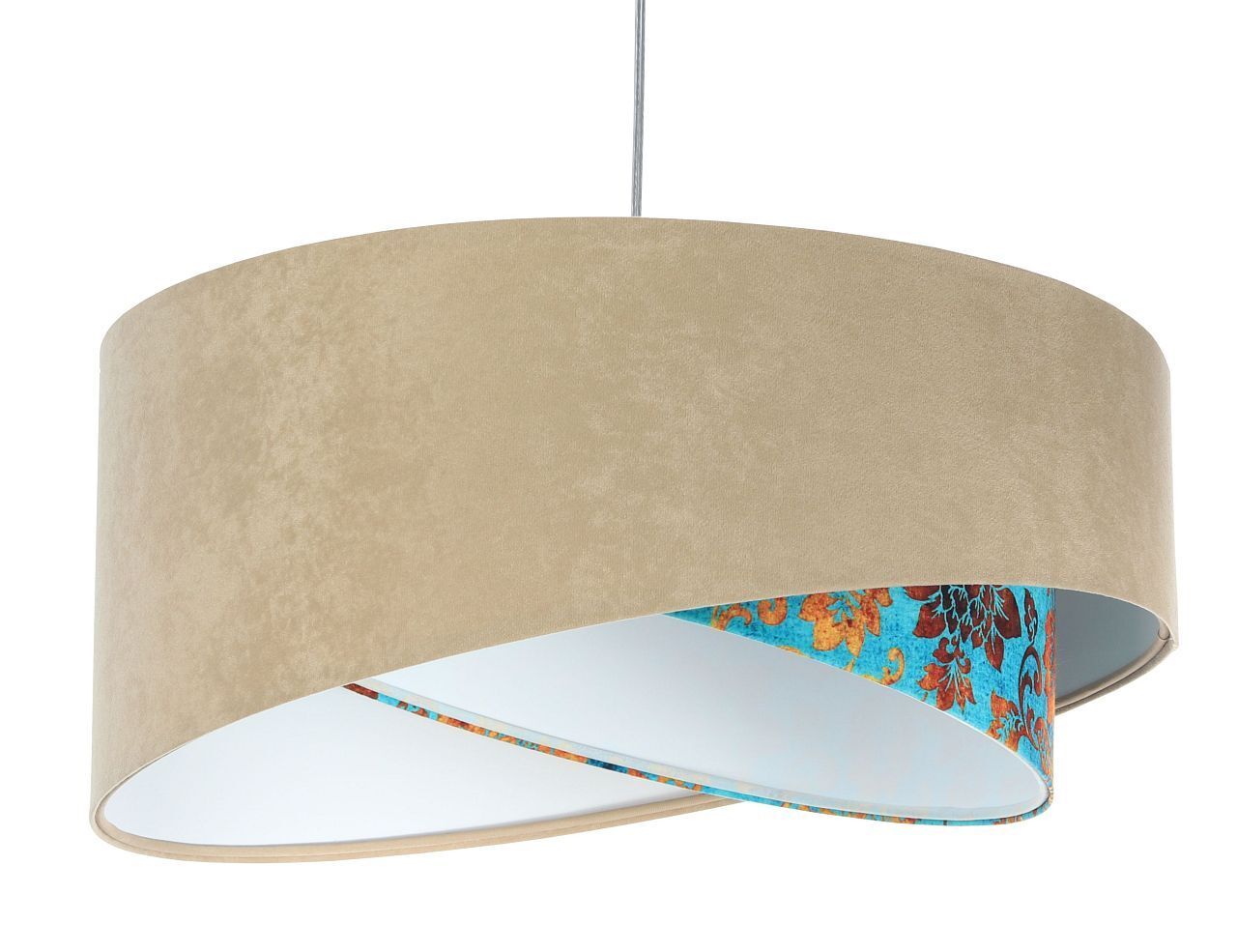 Pendelleuchte E27 rund Ø 50 cm Stoff Velours Optik Beige Bunt